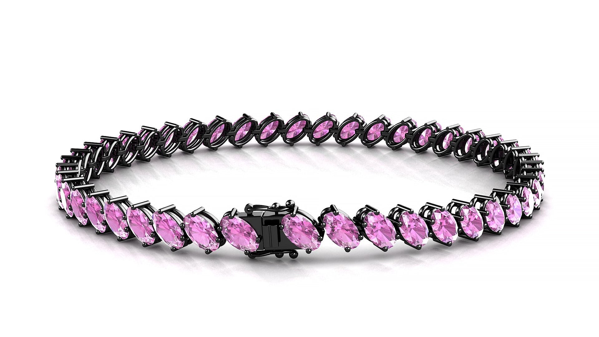 Nîmes | 18k Black Gold 5 x 3 mm Oval Natural Pink Sapphire Tennis Bracelet