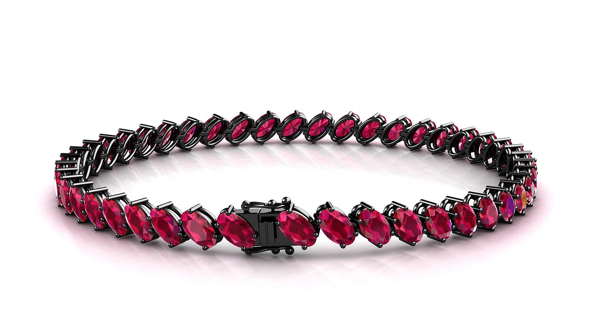 Nîmes | 18k Black Gold 5 x 3 mm Oval Natural Ruby Tennis Bracelet