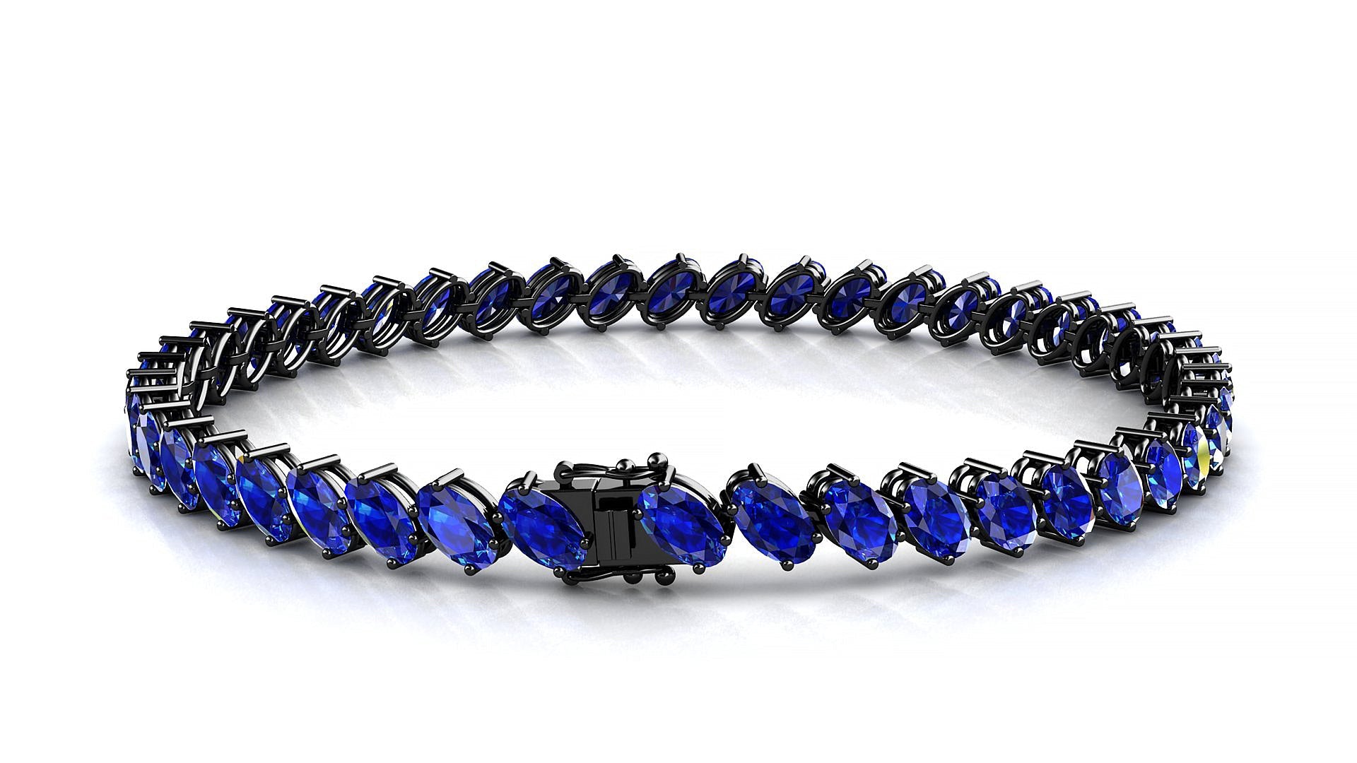 Nîmes | 18k Black Gold 5 x 3 mm Oval Natural Sapphire Tennis Bracelet