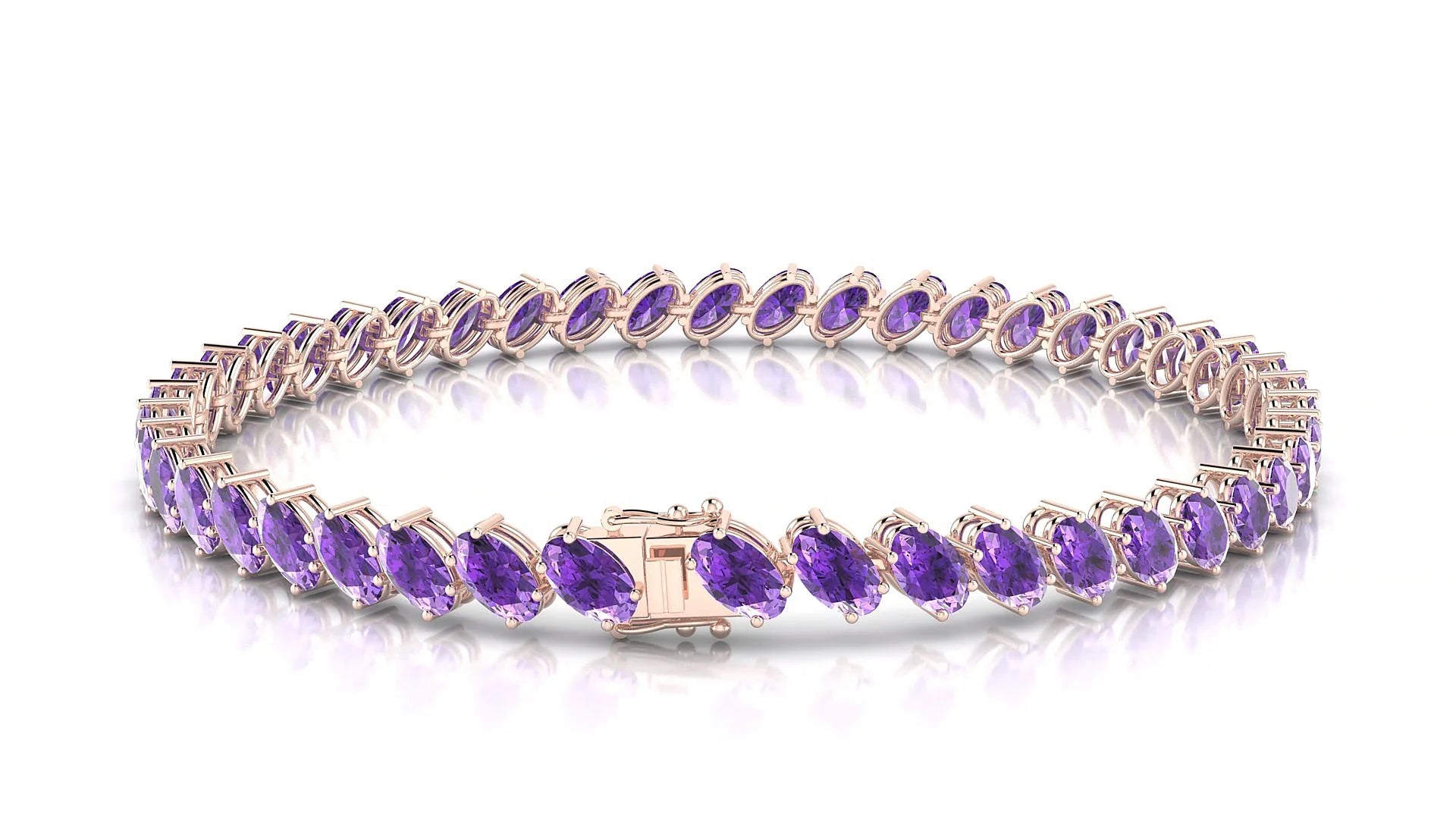 Nîmes | 18k Rose Gold 5 x 3 mm Oval Natural Amethyst Tennis Bracelet