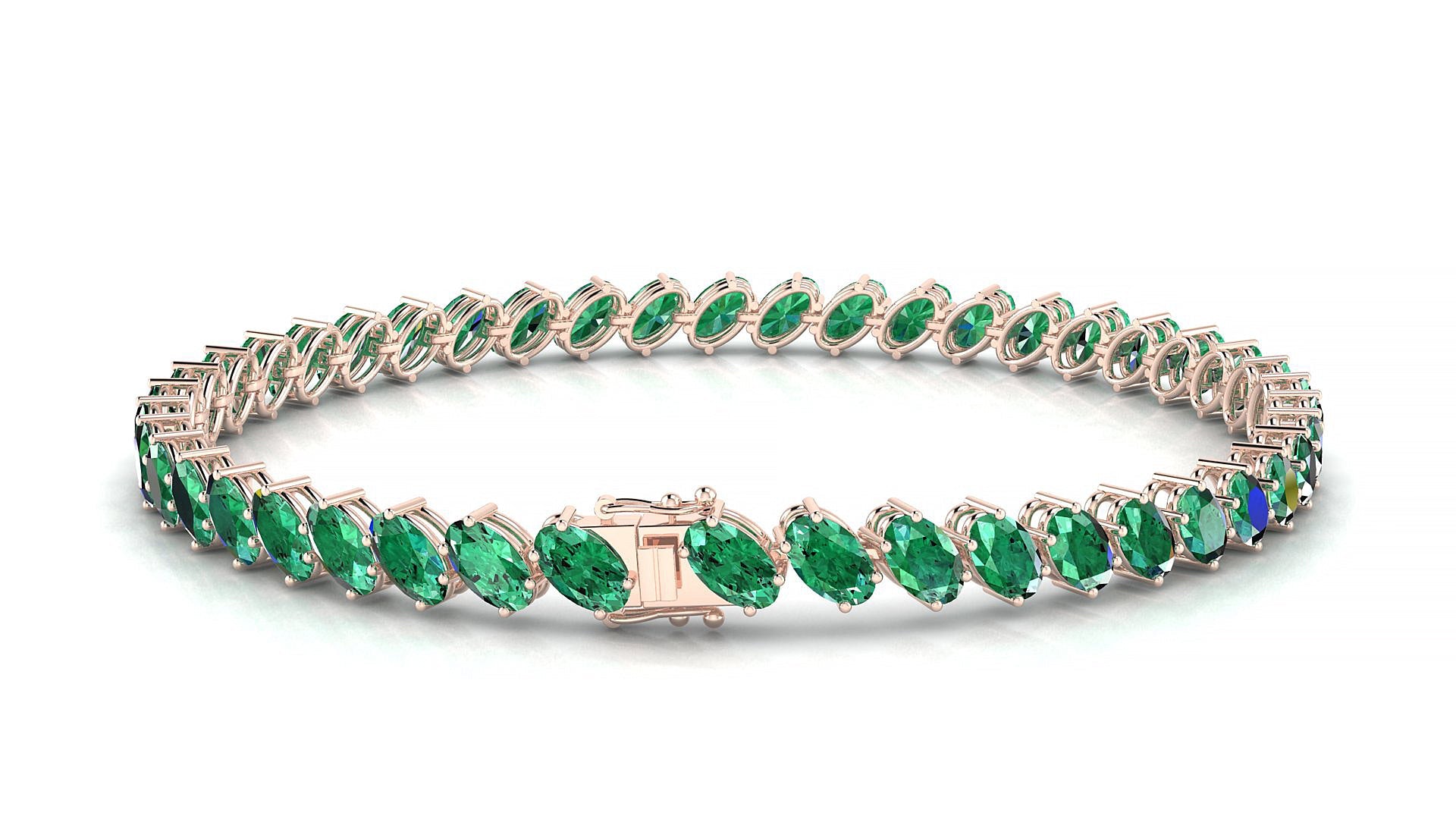 Nîmes | 18k Rose Gold 5 x 3 mm Oval Natural Emerald Tennis Bracelet