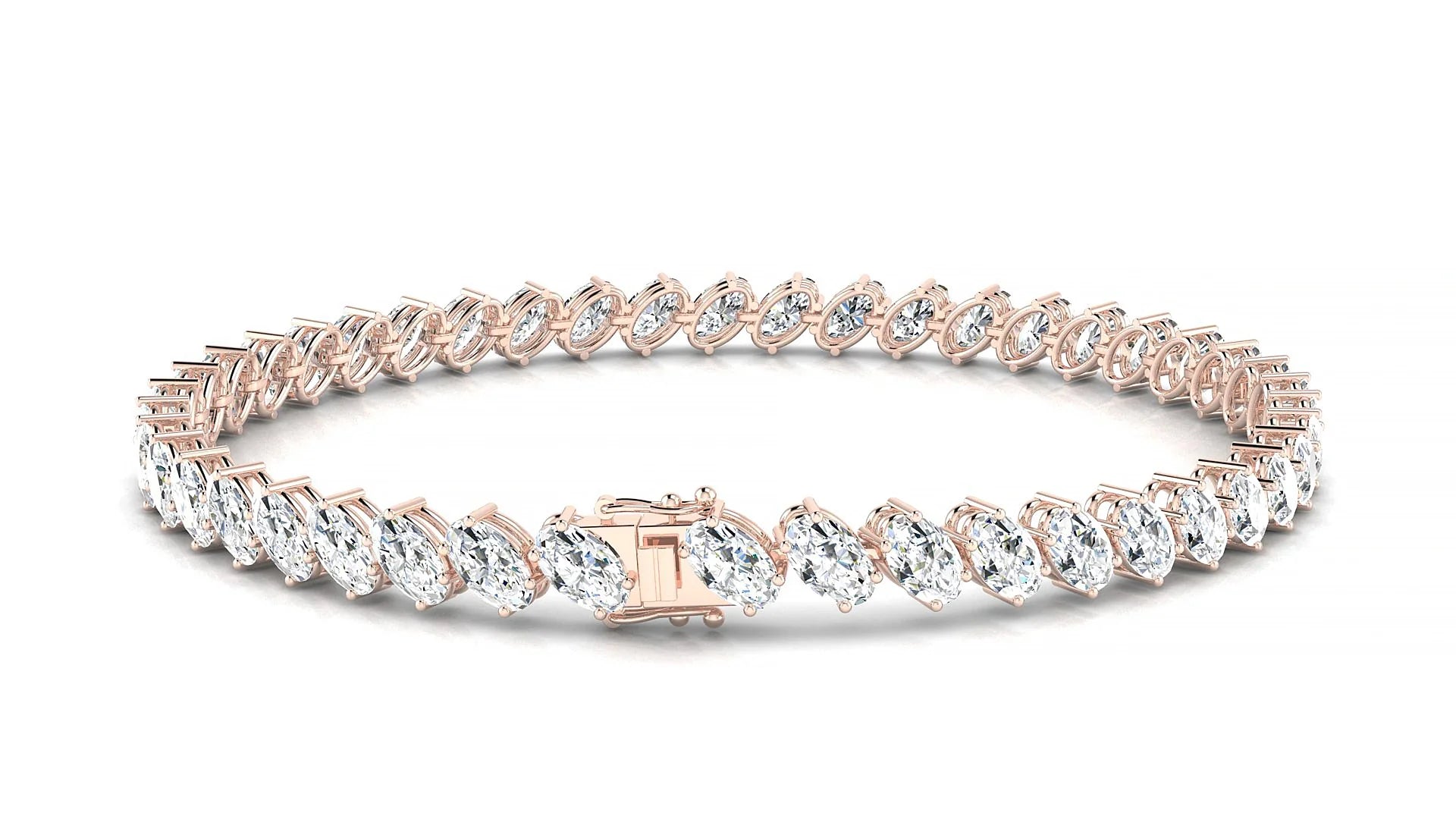 Nîmes | 18k Rose Gold 5 x 3 mm Oval Lab-Grown Diamond 18 cm Tennis Bracelet
