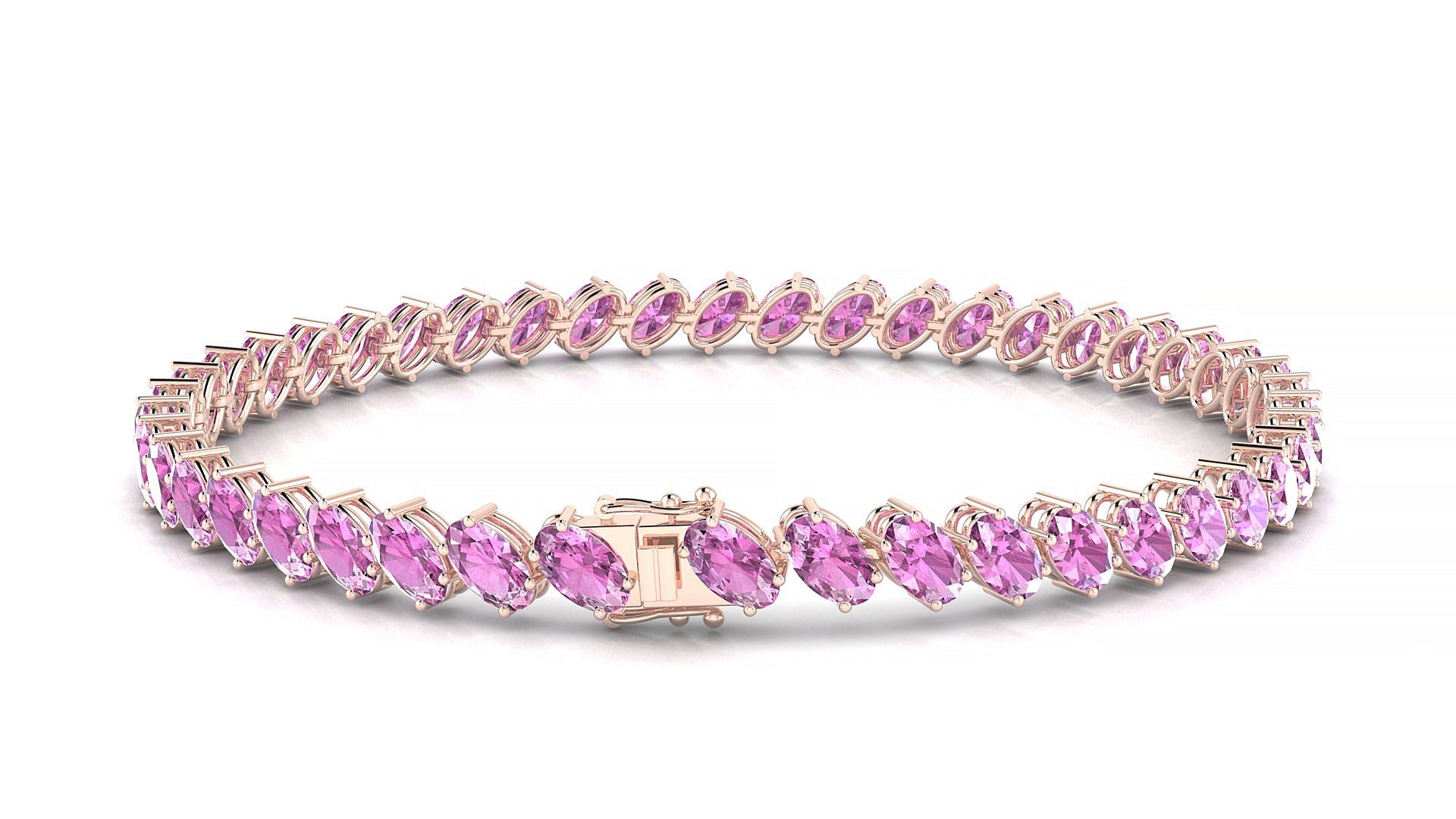 Nîmes | 18k Rose Gold 5 x 3 mm Oval Natural Pink Sapphire Tennis Bracelet