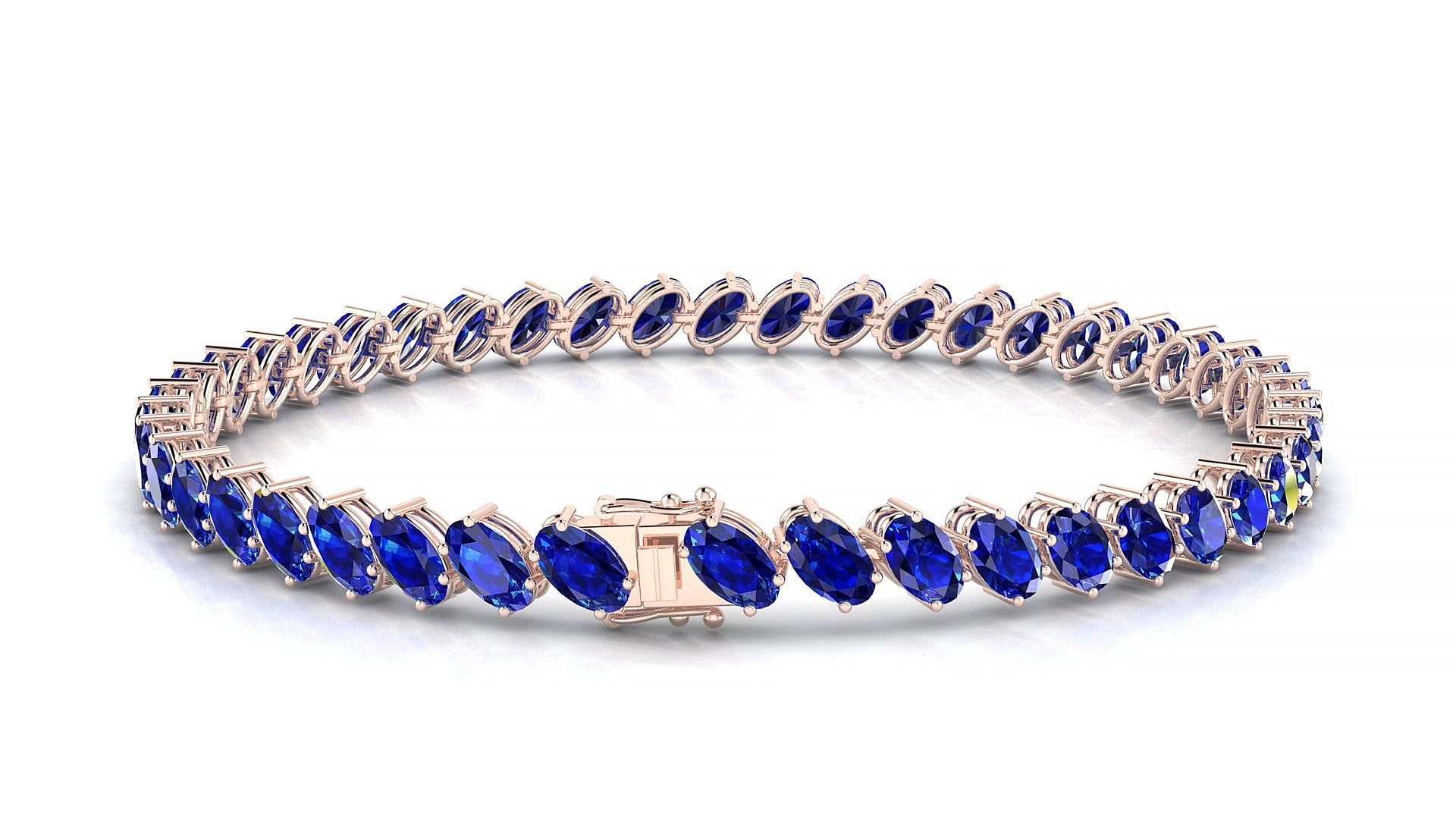 Nîmes | 18k Rose Gold 5 x 3 mm Oval Natural Sapphire Tennis Bracelet