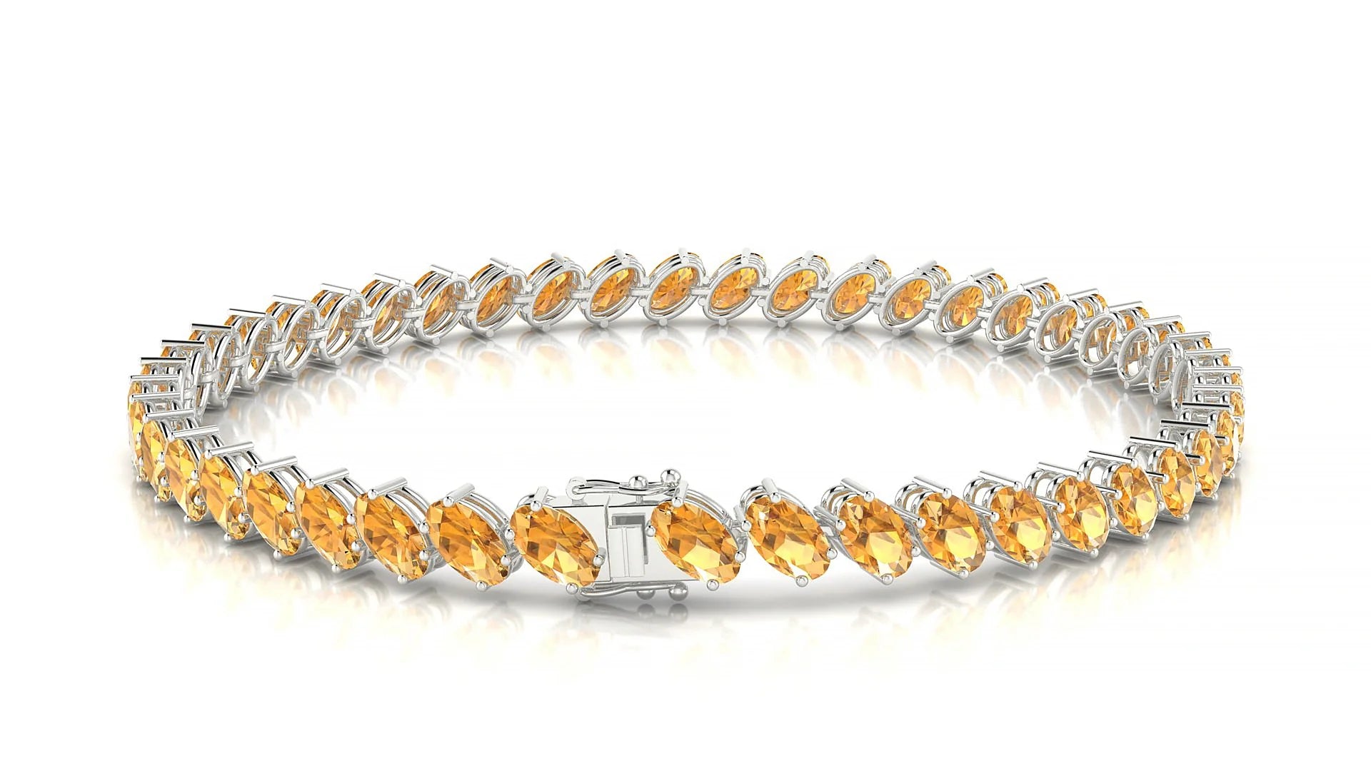 Nîmes | 18k White Gold 5 x 3 mm Oval Natural Citrine Tennis Bracelet