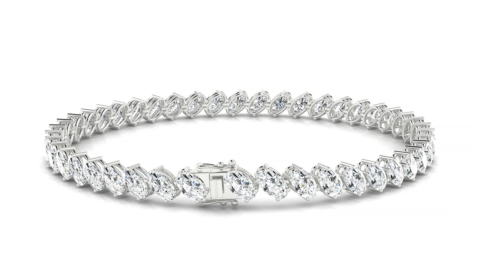 Nîmes | 18k White Gold 5 x 3 mm Oval Lab-Grown Diamond 18 cm Tennis Bracelet