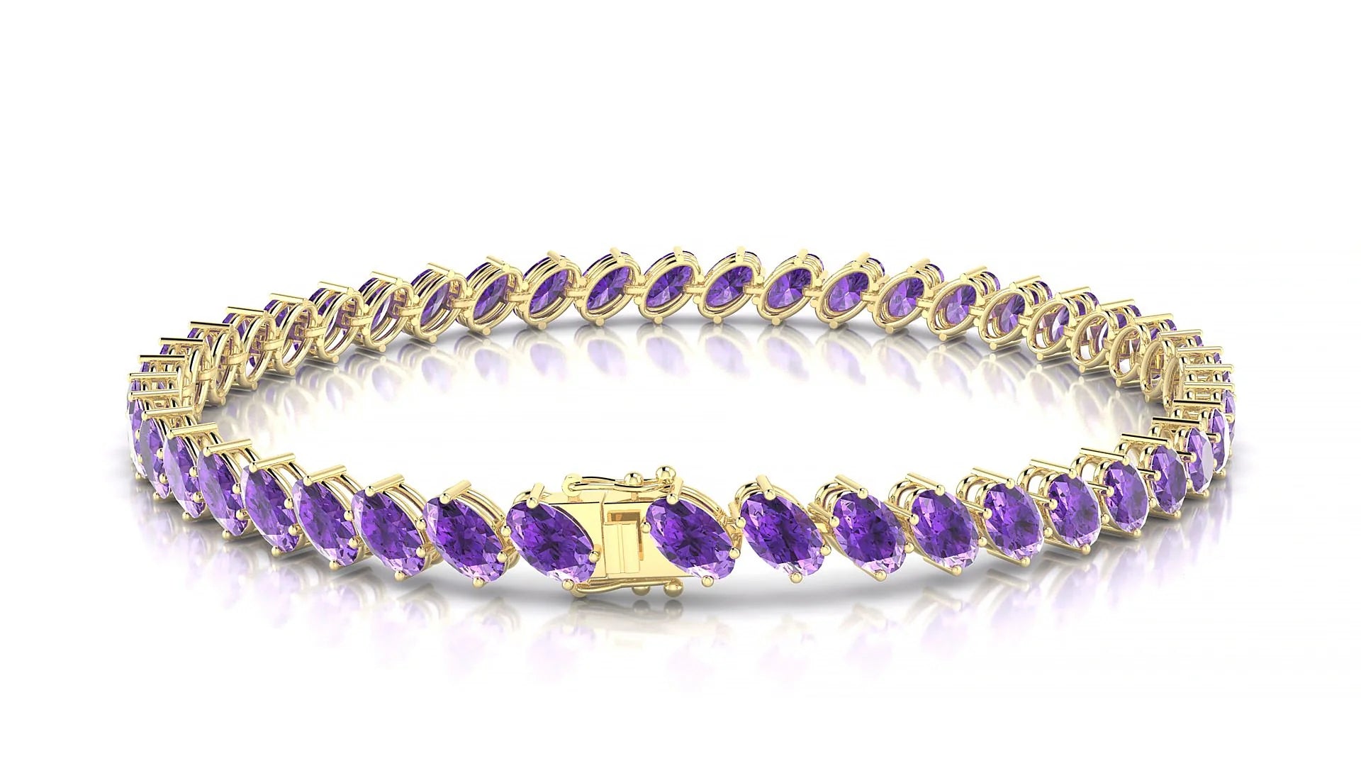Nîmes | 18k Yellow Gold 5 x 3 mm Oval Natural Amethyst Tennis Bracelet
