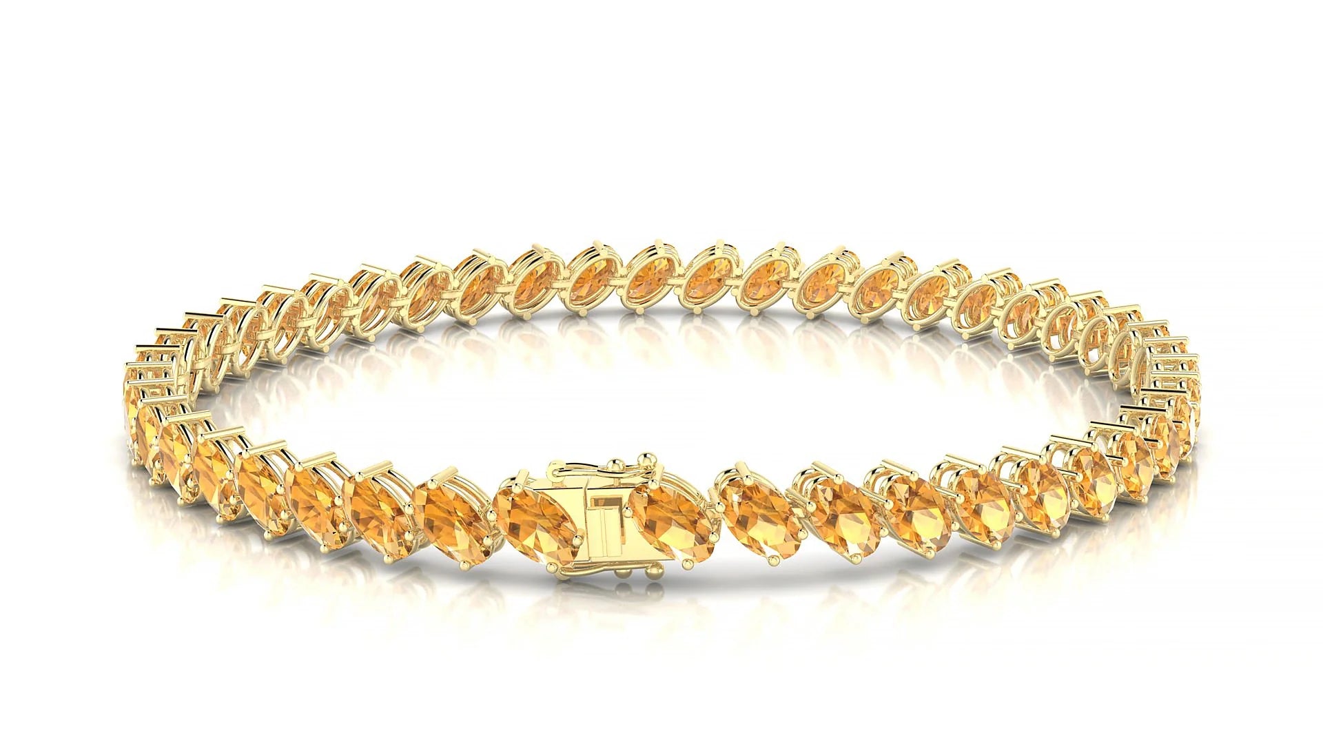 Nîmes | 18k Yellow Gold 5 x 3 mm Oval Natural Citrine Tennis Bracelet