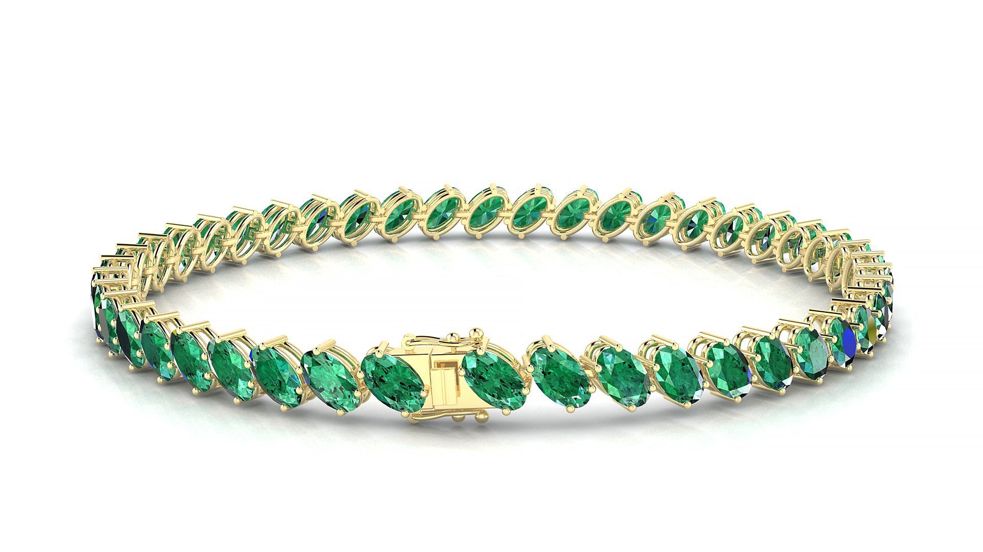 Nîmes | 18k Yellow Gold 5 x 3 mm Oval Natural Emerald Tennis Bracelet