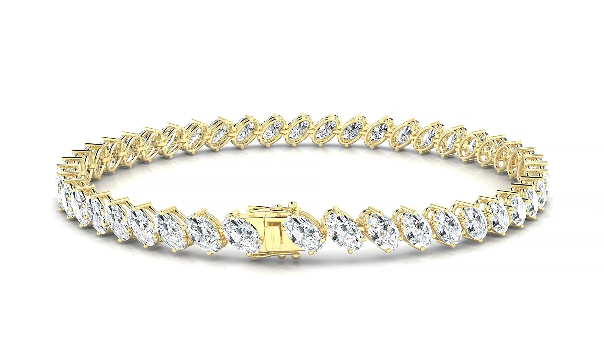 Nîmes | 18k Yellow Gold 5 x 3 mm Oval Lab-Grown Diamond 18 cm Tennis Bracelet