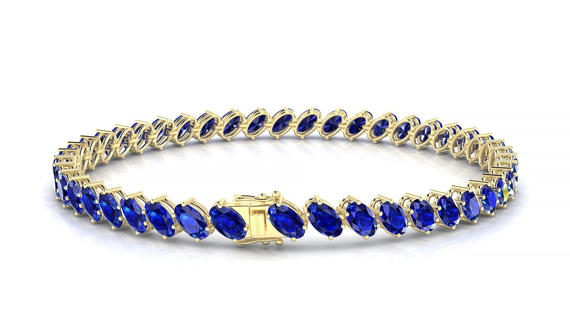 Nîmes | 18k Yellow Gold 5 x 3 mm Oval Natural Sapphire Tennis Bracelet