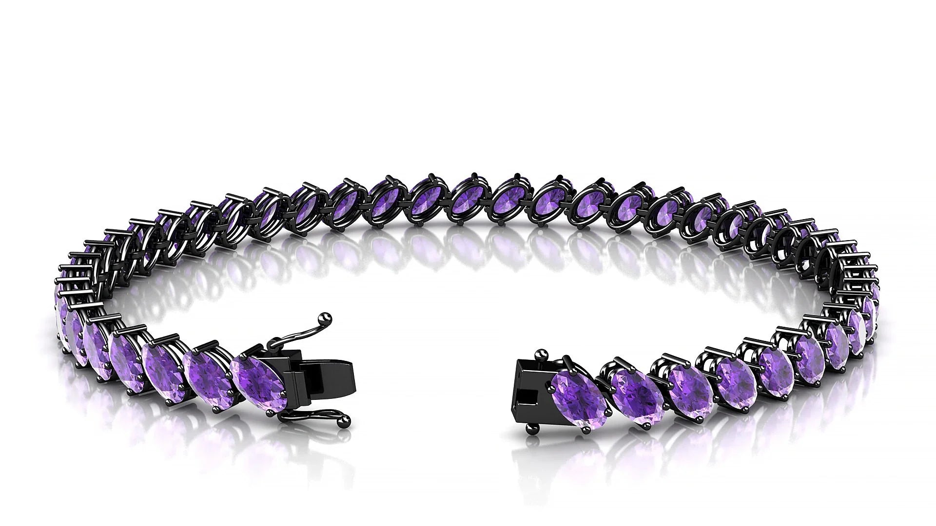Nîmes | 18k Black Gold 5 x 3 mm Oval Natural Amethyst Tennis Bracelet