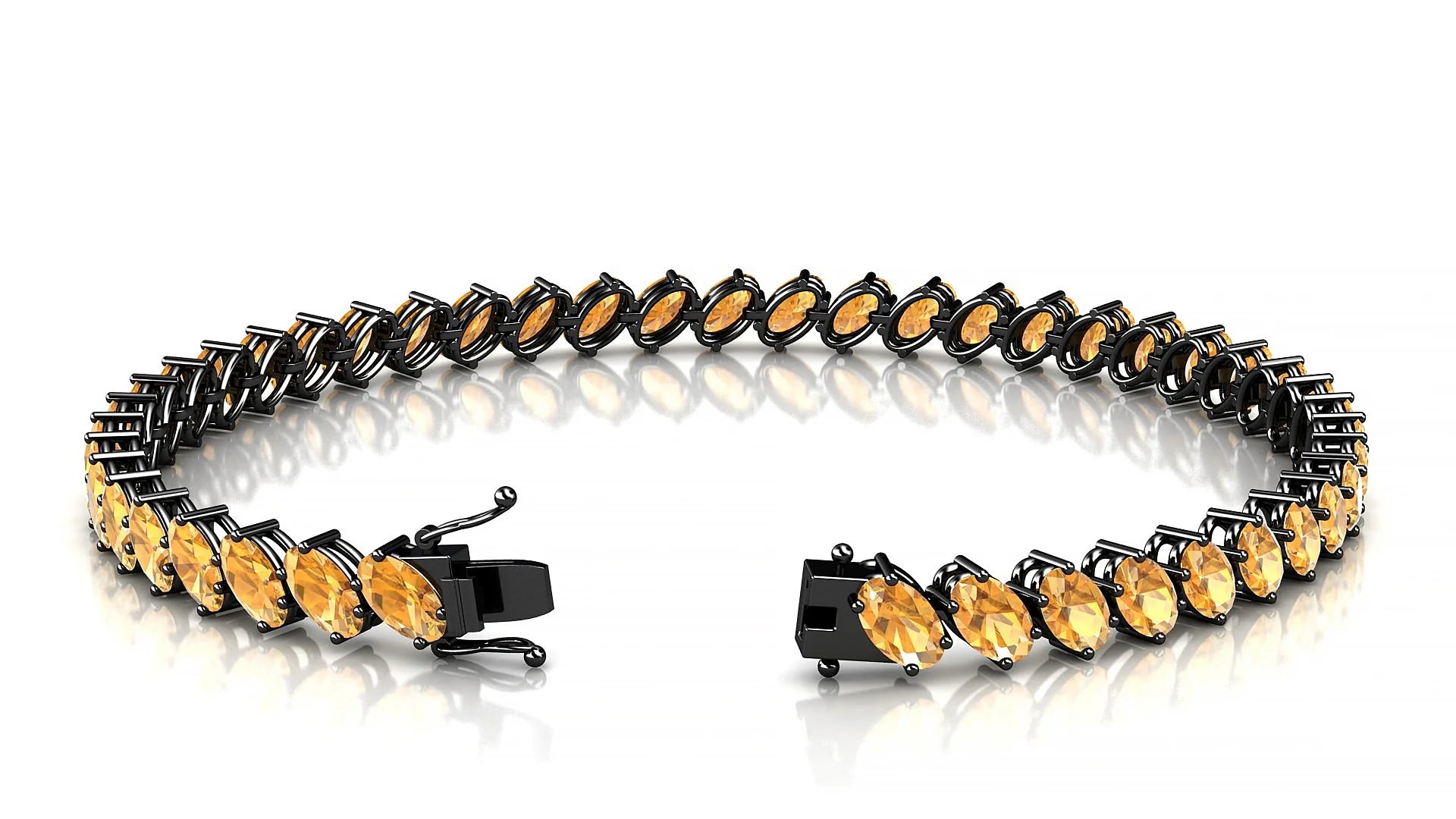 Nîmes | 18k Black Gold 5 x 3 mm Oval Natural Citrine Tennis Bracelet