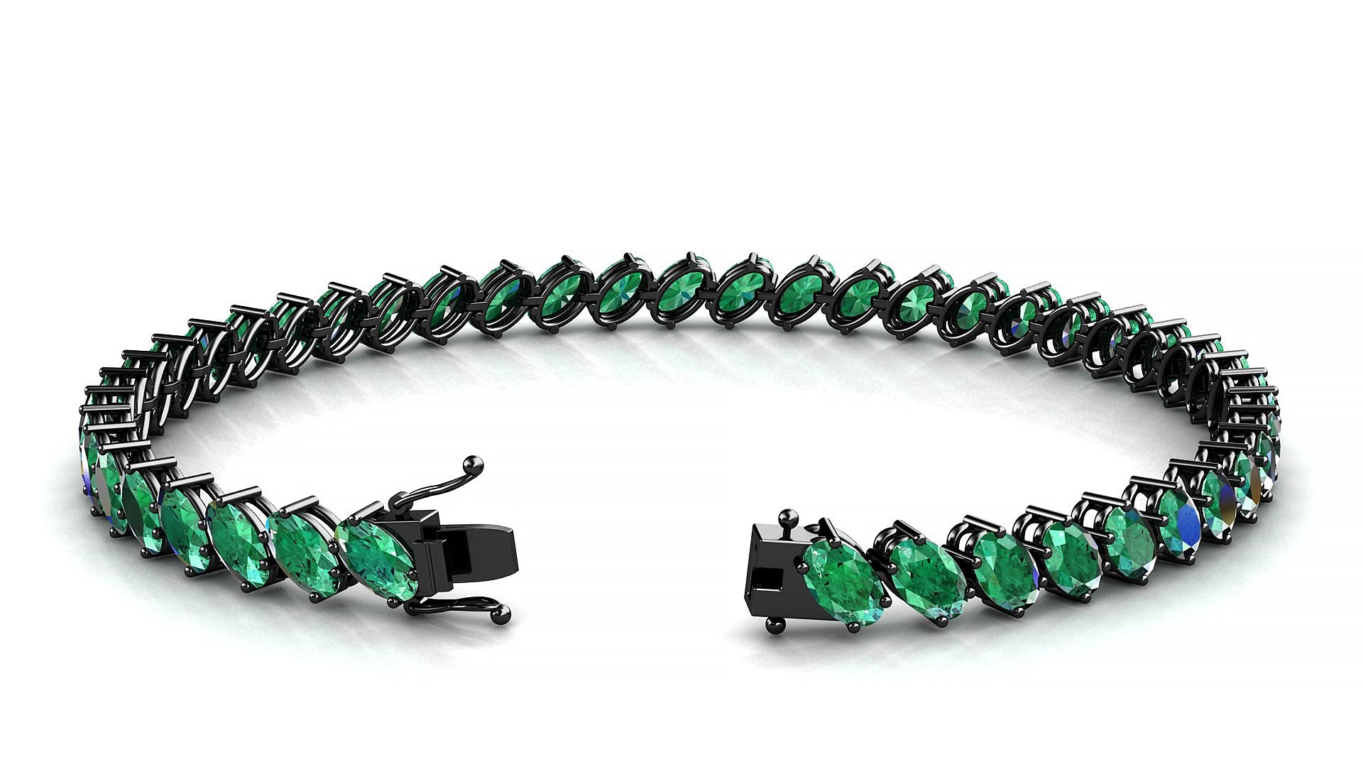 Nîmes | 18k Black Gold 5 x 3 mm Oval Natural Emerald Tennis Bracelet