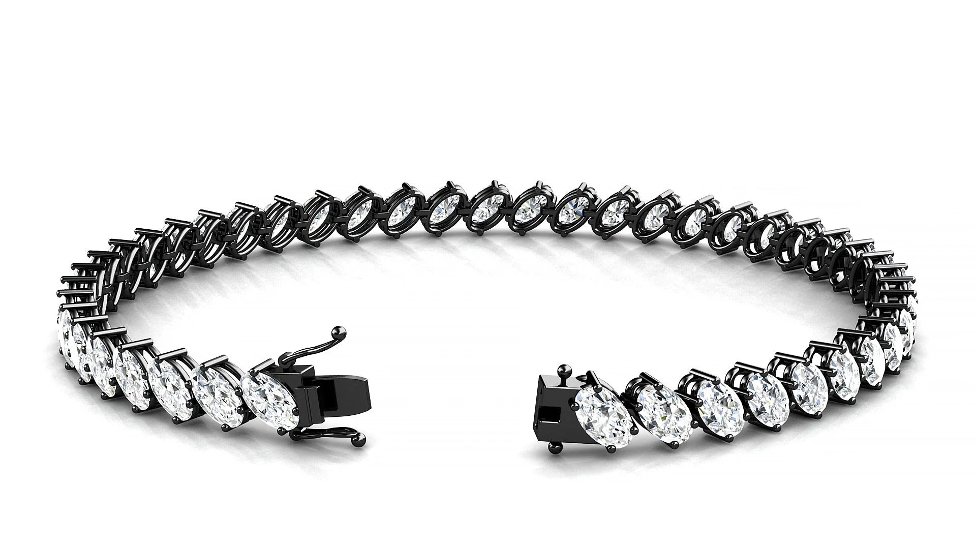 Nîmes | 18k Black Gold 5 x 3 mm Oval Lab-Grown Diamond 18 cm Tennis Bracelet