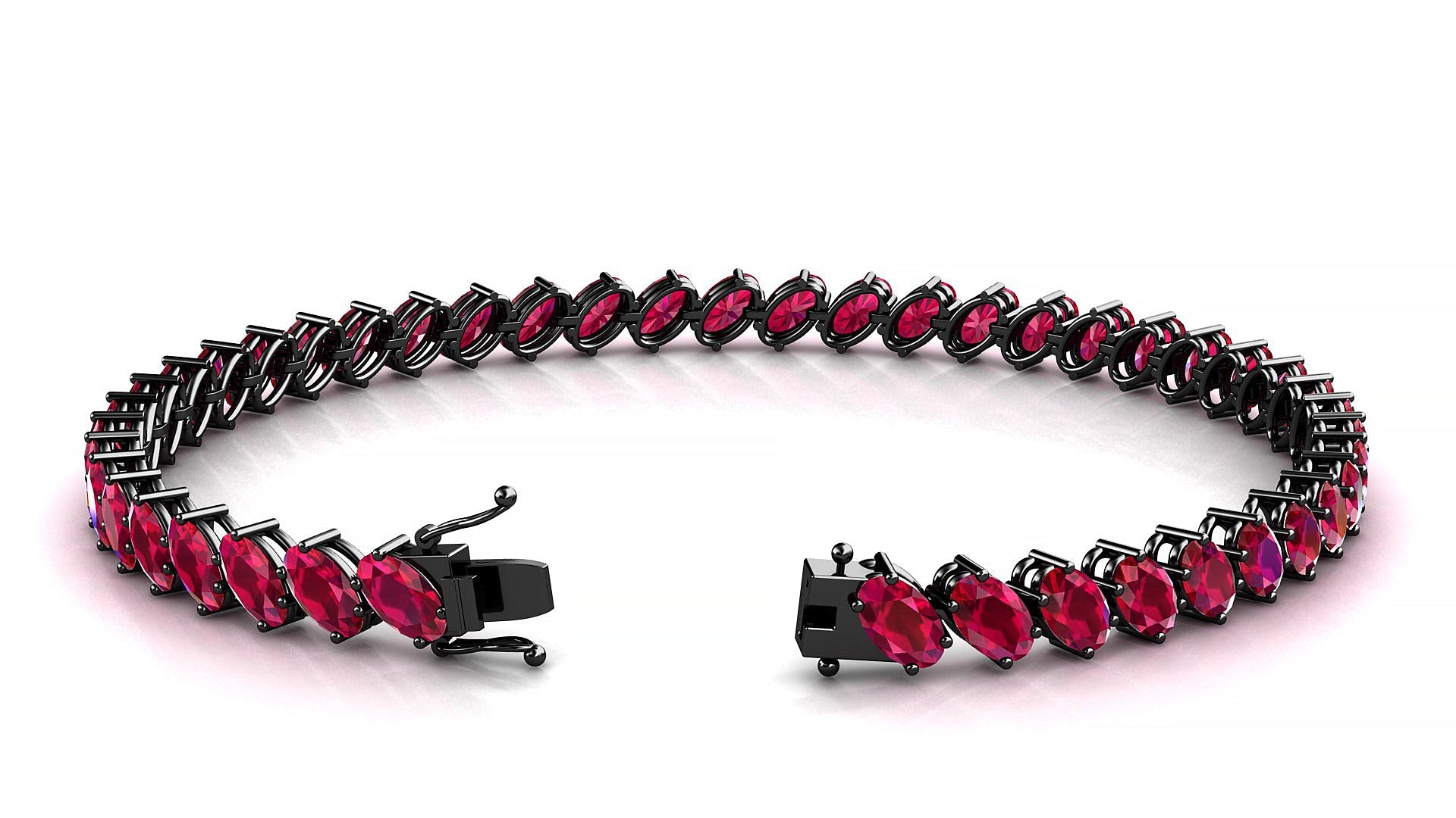 Nîmes | 18k Black Gold 5 x 3 mm Oval Natural Ruby Tennis Bracelet