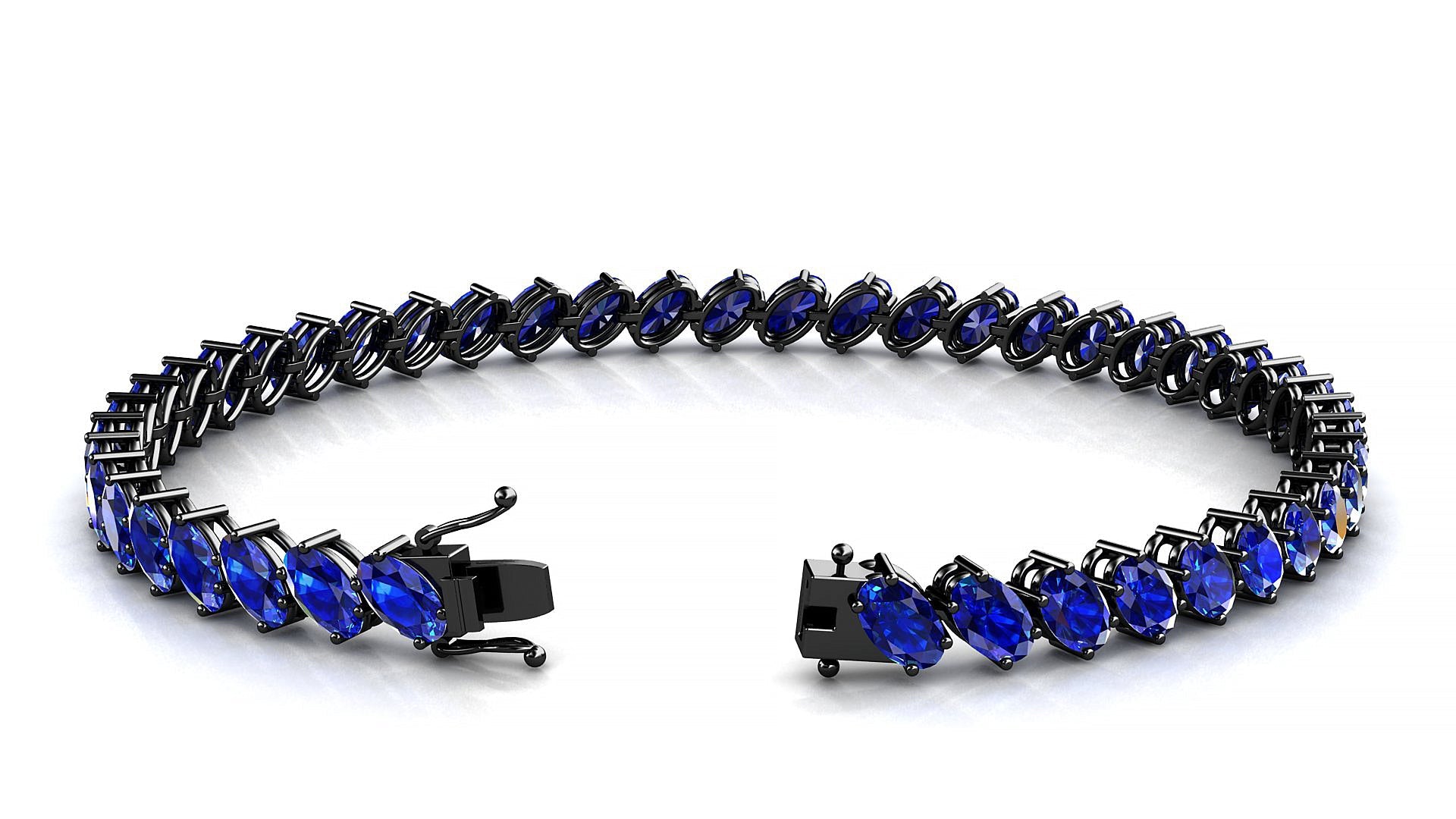 Nîmes | 18k Black Gold 5 x 3 mm Oval Natural Sapphire Tennis Bracelet