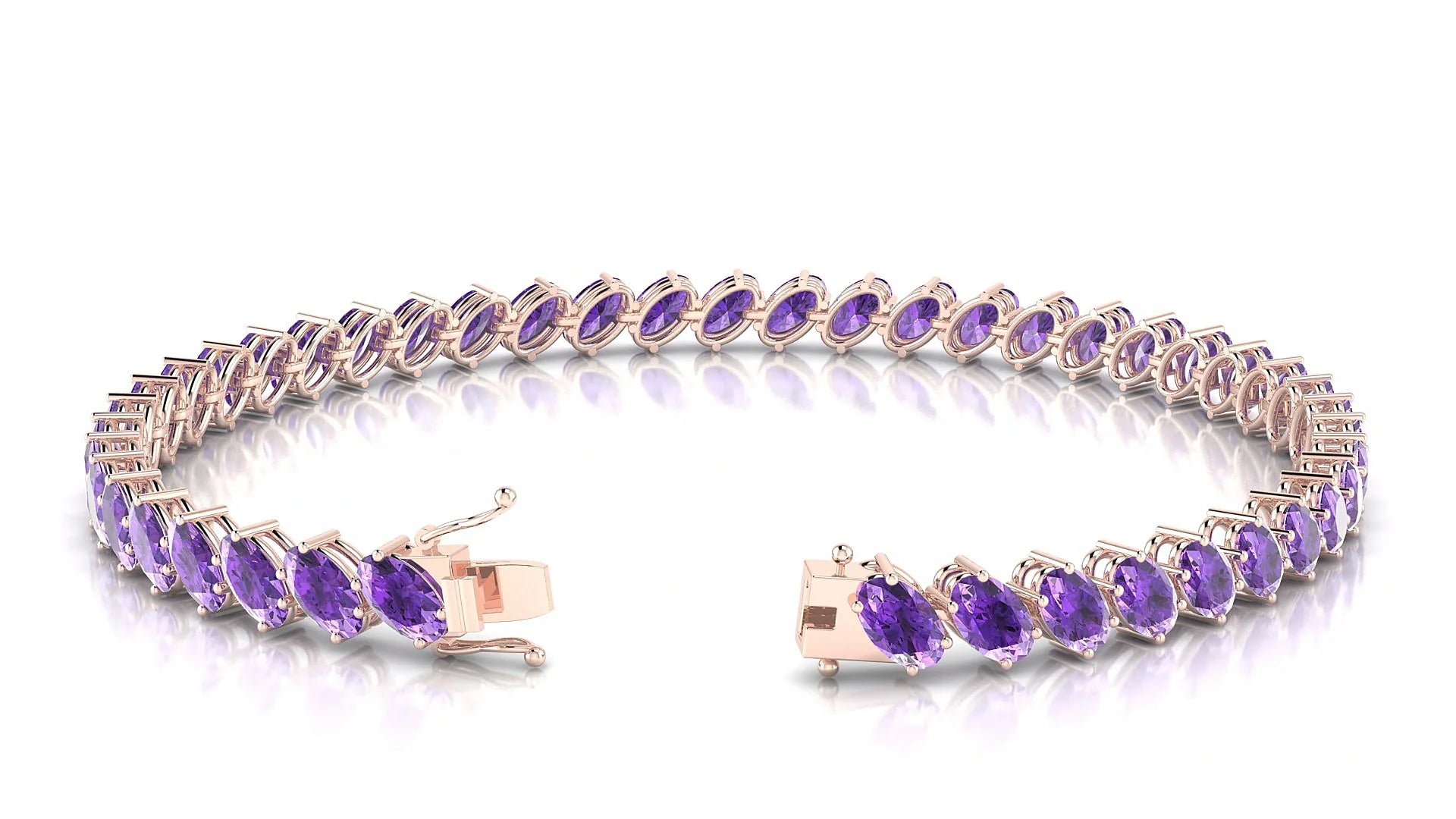 Nîmes | 18k Rose Gold 5 x 3 mm Oval Natural Amethyst Tennis Bracelet