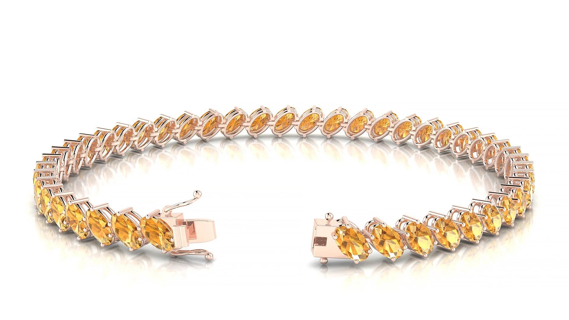 Nîmes | 18k Rose Gold 5 x 3 mm Oval Natural Citrine Tennis Bracelet
