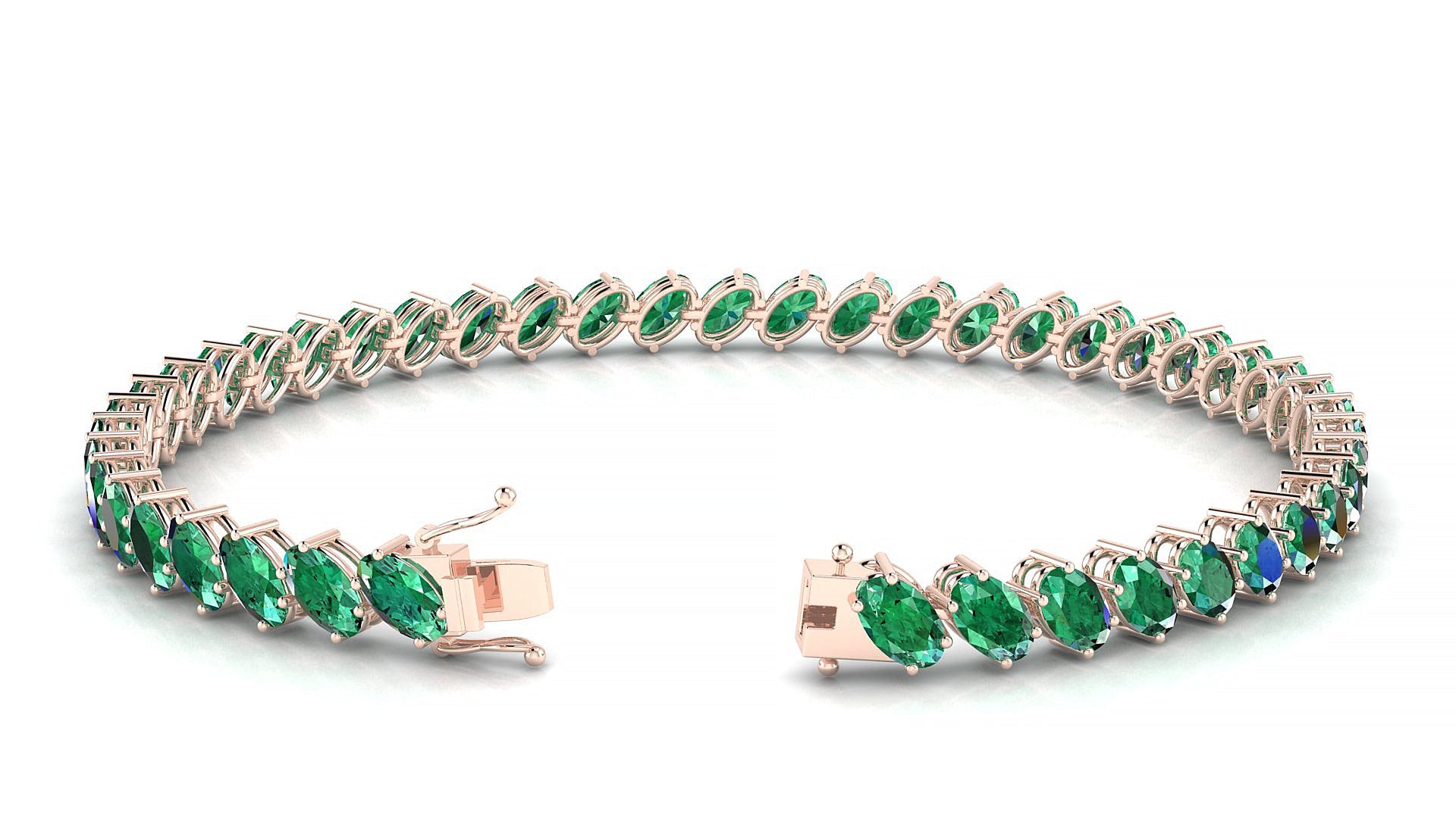 Nîmes | 18k Rose Gold 5 x 3 mm Oval Natural Emerald Tennis Bracelet