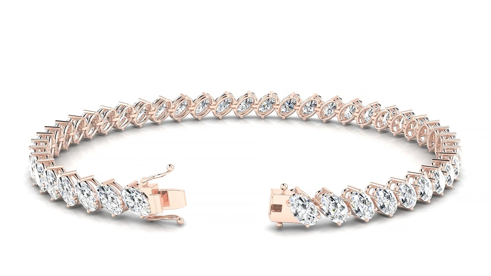 Nîmes | 18k Rose Gold 5 x 3 mm Oval Lab-Grown Diamond 18 cm Tennis Bracelet