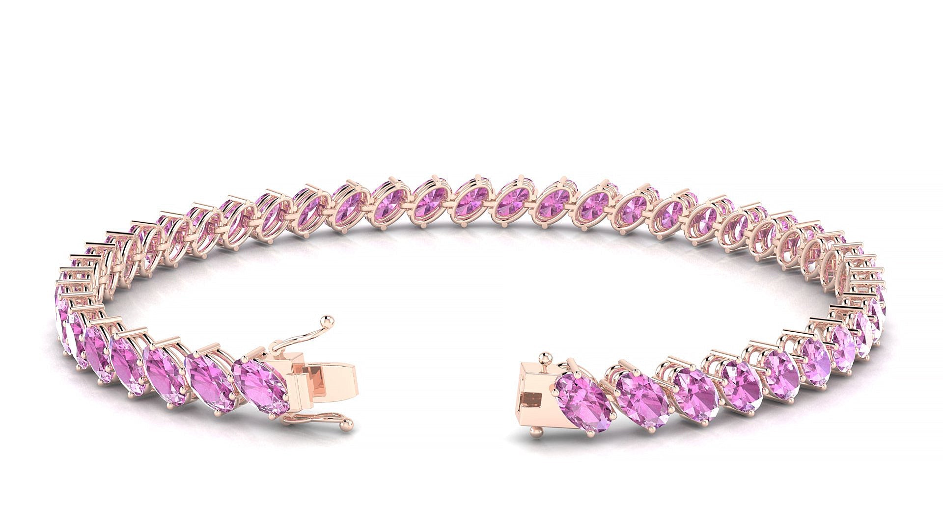 Nîmes | 18k Rose Gold 5 x 3 mm Oval Natural Pink Sapphire Tennis Bracelet