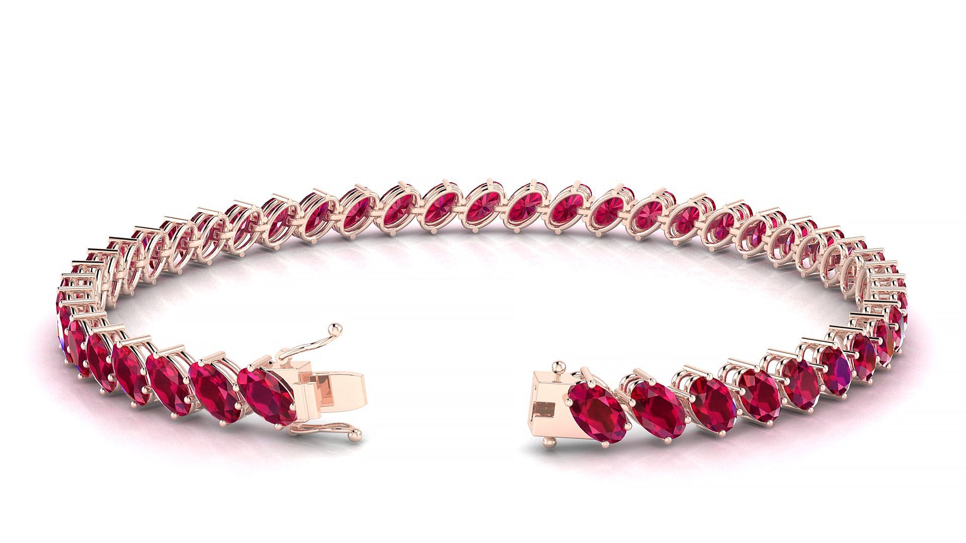 Nîmes | 18k Rose Gold 5 x 3 mm Oval Natural Ruby Tennis Bracelet