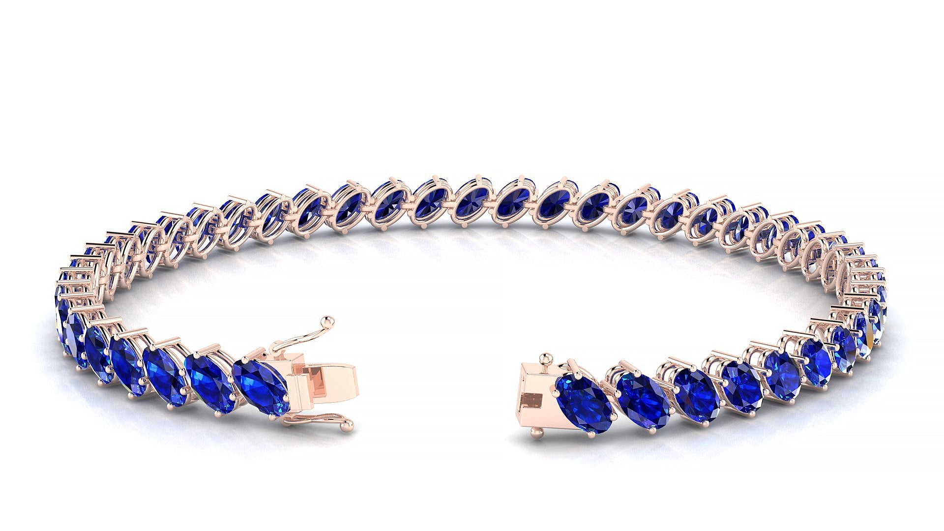 Nîmes | 18k Rose Gold 5 x 3 mm Oval Natural Sapphire Tennis Bracelet