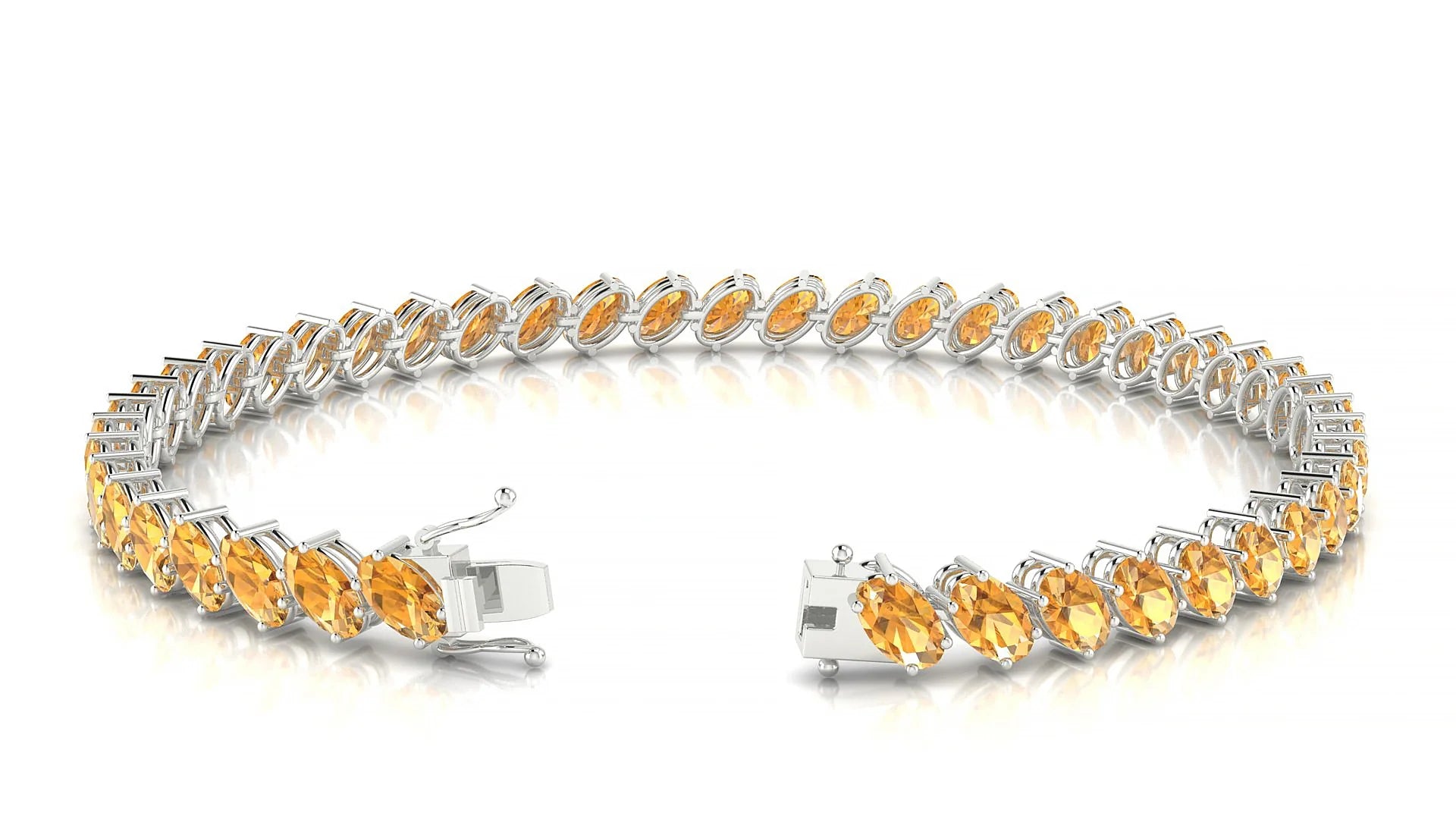 Nîmes | 18k White Gold 5 x 3 mm Oval Natural Citrine Tennis Bracelet