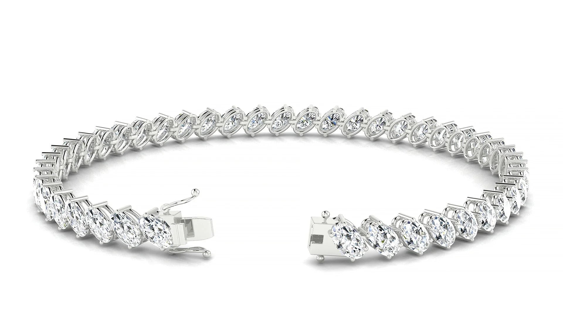 Nîmes | 18k White Gold 5 x 3 mm Oval Lab-Grown Diamond 18 cm Tennis Bracelet