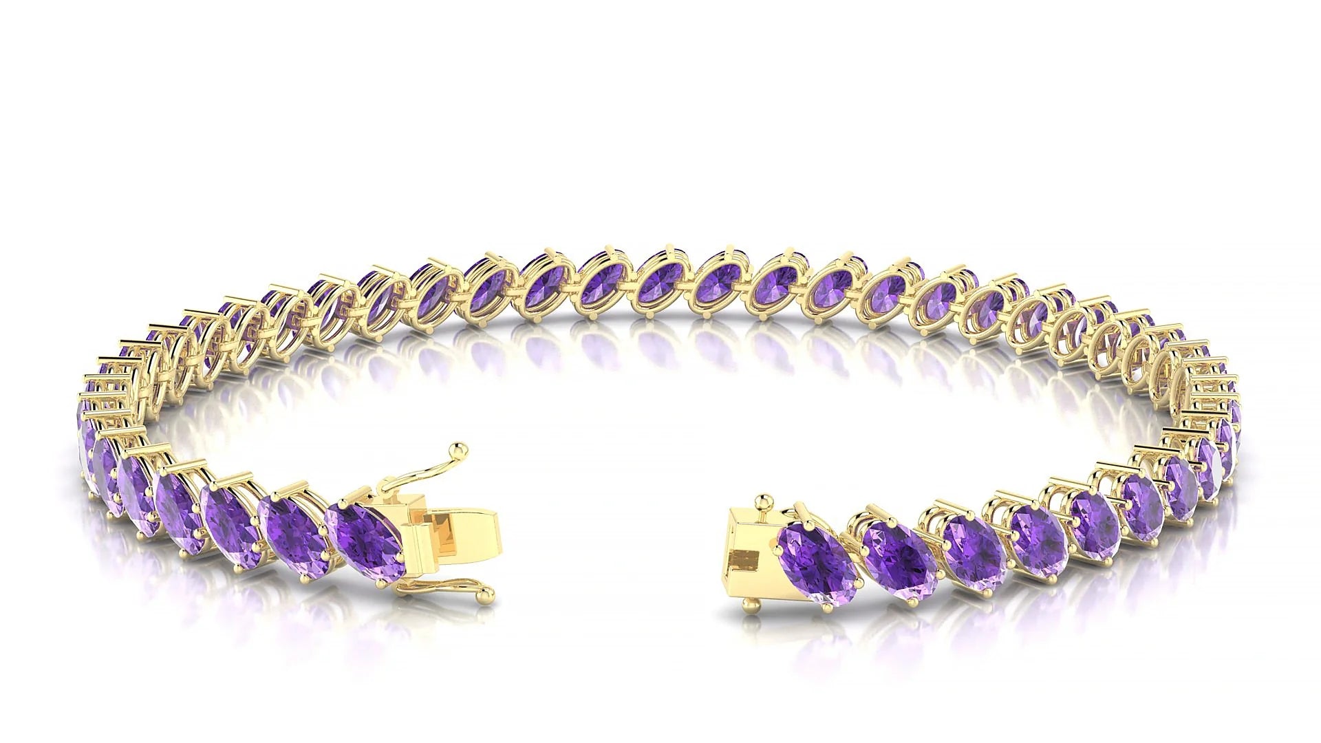Nîmes | 18k Yellow Gold 5 x 3 mm Oval Natural Amethyst Tennis Bracelet
