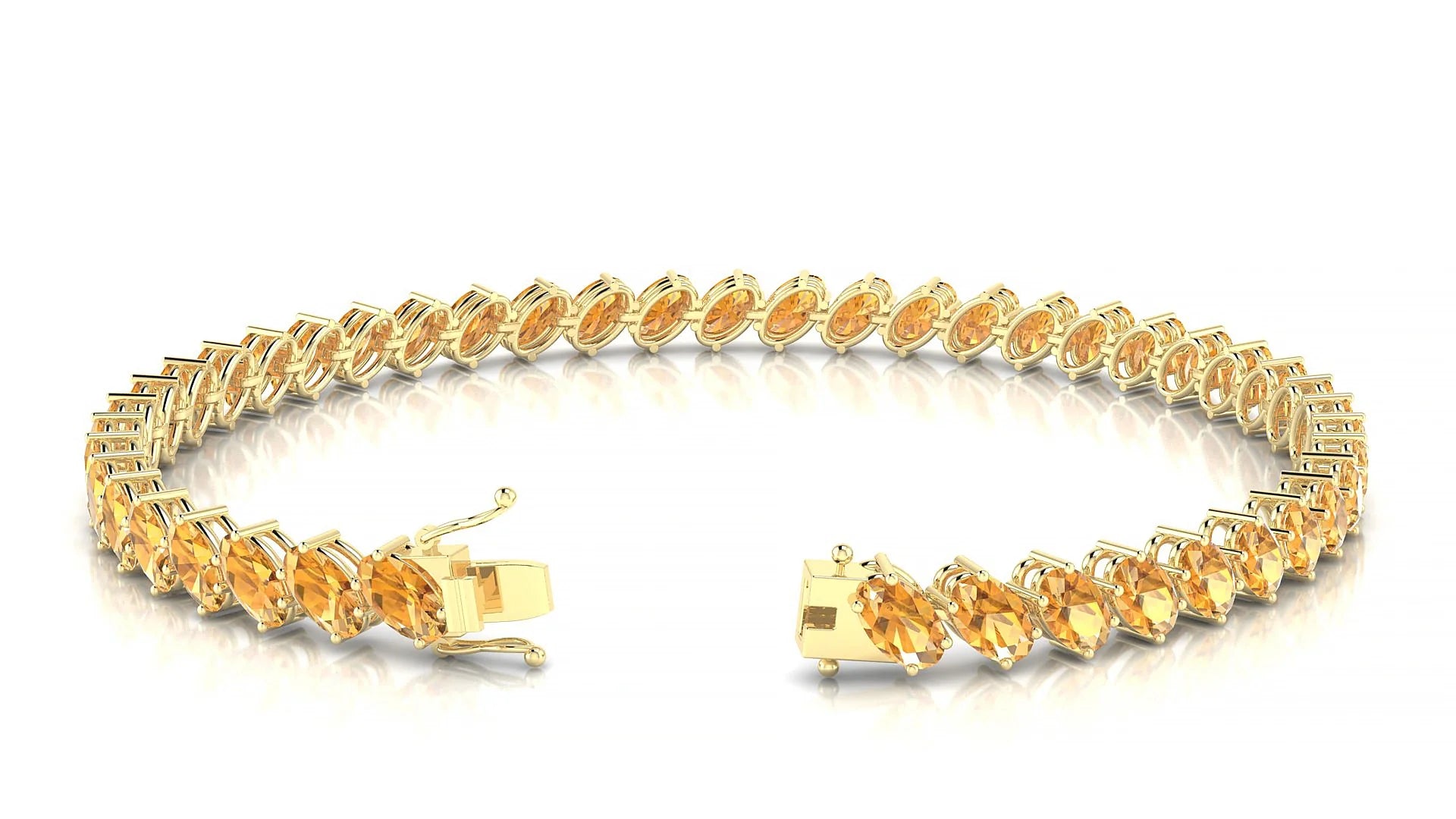 Nîmes | 18k Yellow Gold 5 x 3 mm Oval Natural Citrine Tennis Bracelet