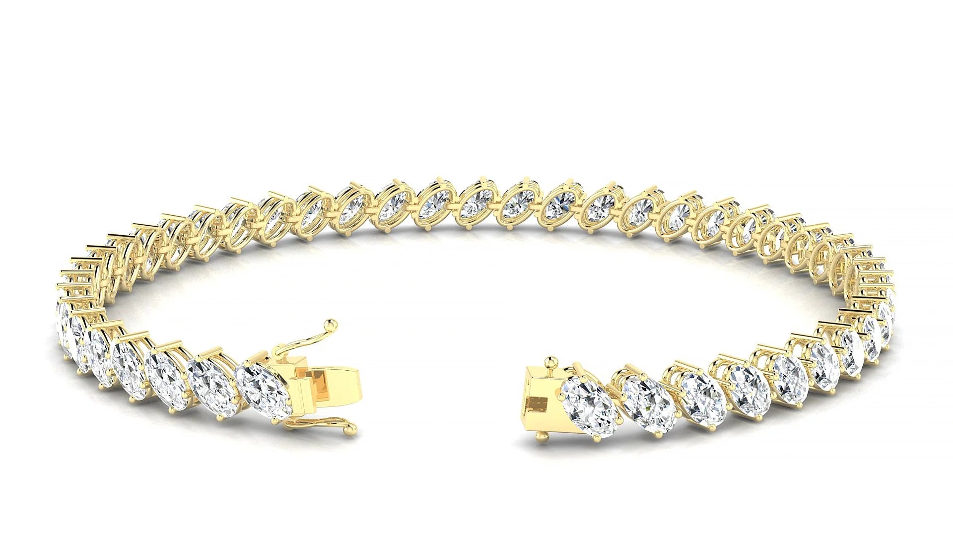 Nîmes | 18k Yellow Gold 5 x 3 mm Oval Lab-Grown Diamond 18 cm Tennis Bracelet