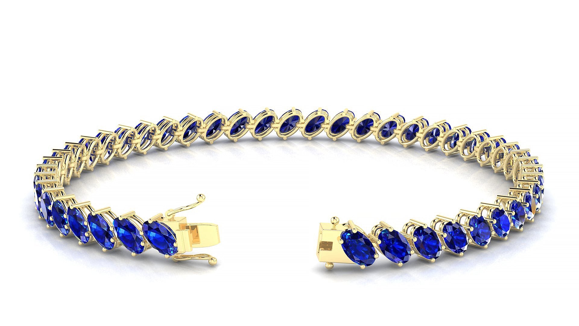 Nîmes | 18k Yellow Gold 5 x 3 mm Oval Natural Sapphire Tennis Bracelet