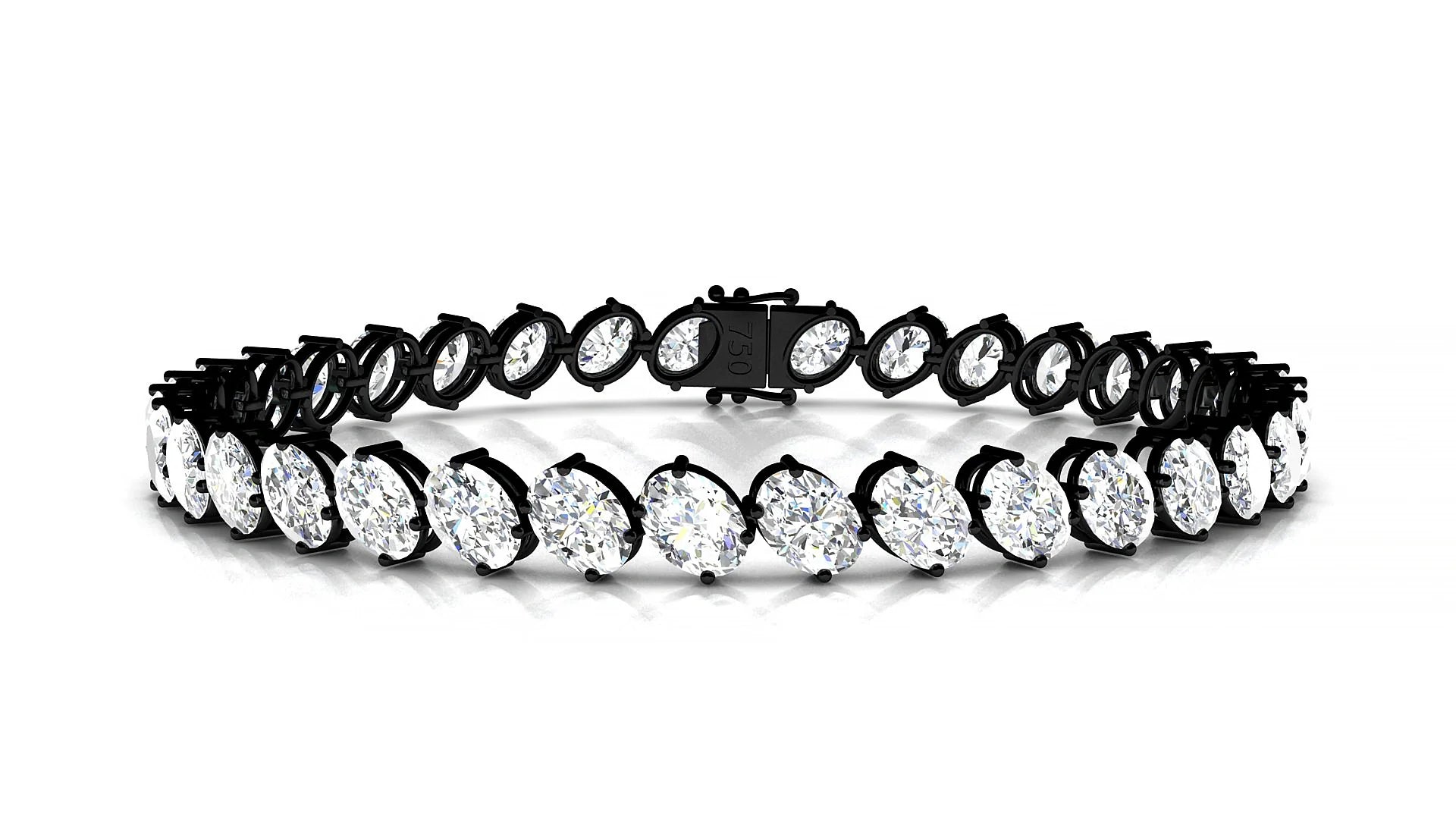 Nîmes | 18k Black Gold 5.5 x 4 mm Oval Lab-Grown Diamond 18 cm Tennis Bracelet
