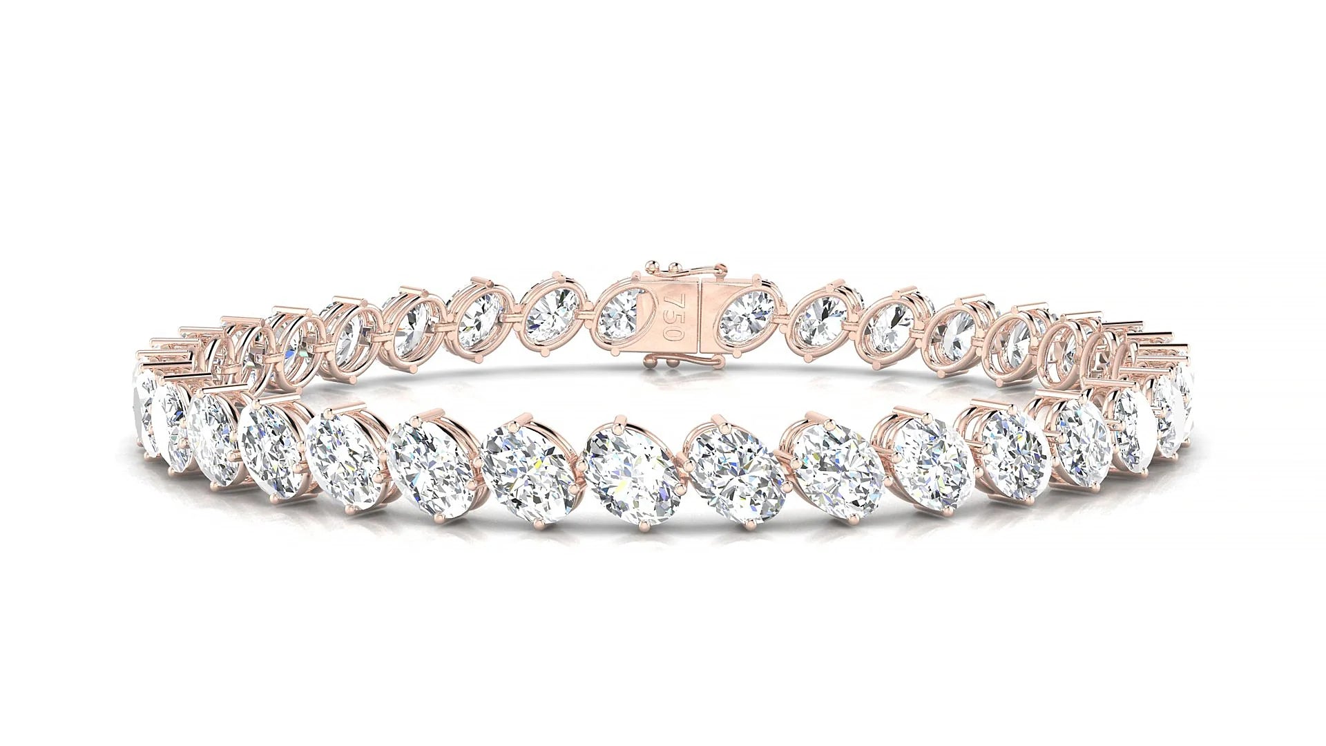 Nîmes | 18k Rose Gold 5.5 x 4 mm Oval Lab-Grown Diamond 18 cm Tennis Bracelet