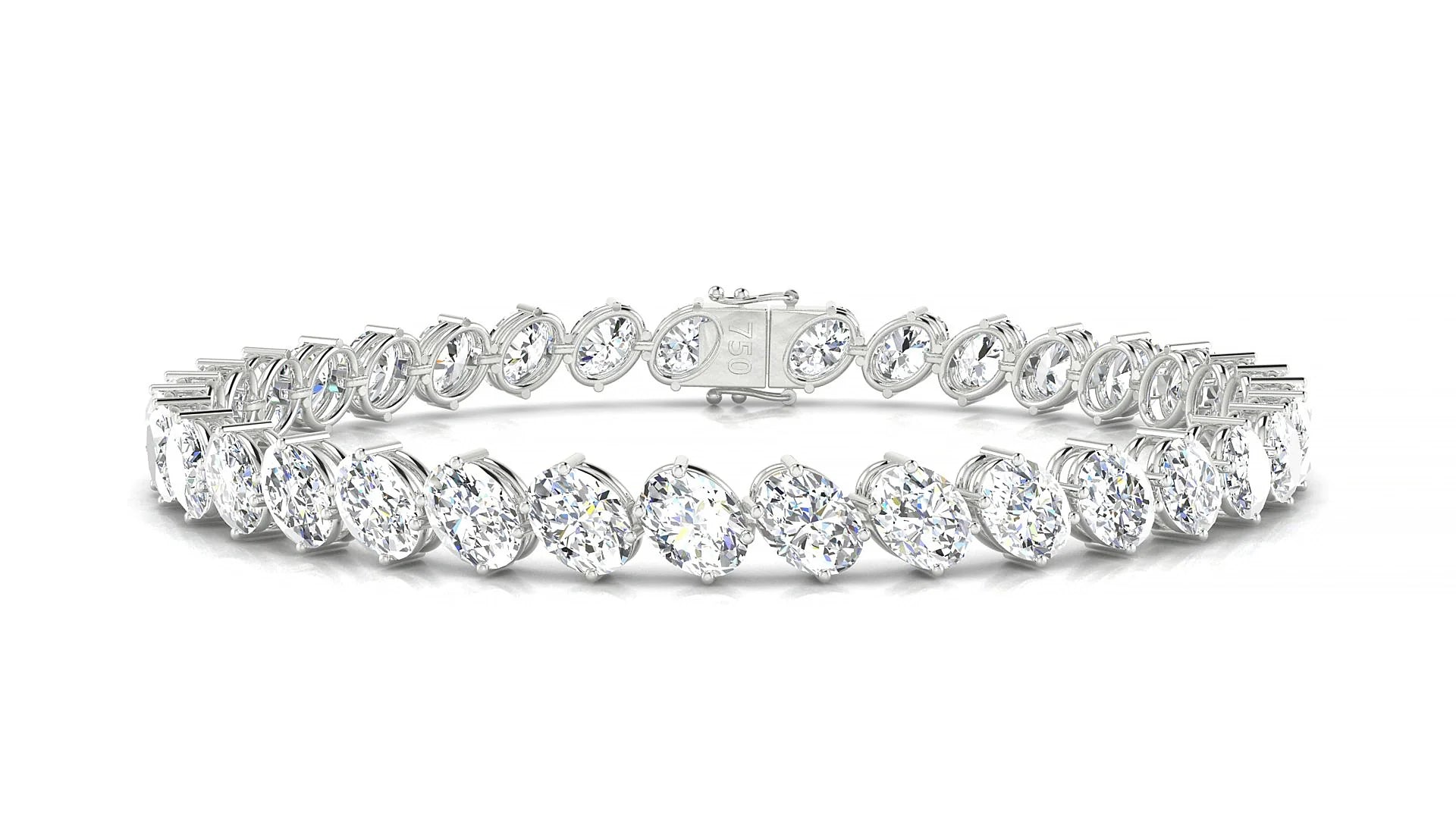 Nîmes | 18k White Gold 5.5 x 4 mm Oval Lab-Grown Diamond 18 cm Tennis Bracelet