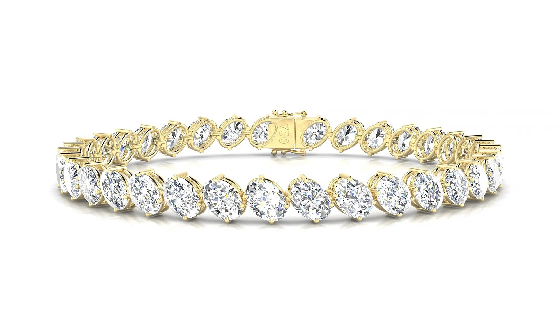 Nîmes | 18k Yellow Gold 5.5 x 4 mm Oval Lab-Grown Diamond 18 cm Tennis Bracelet