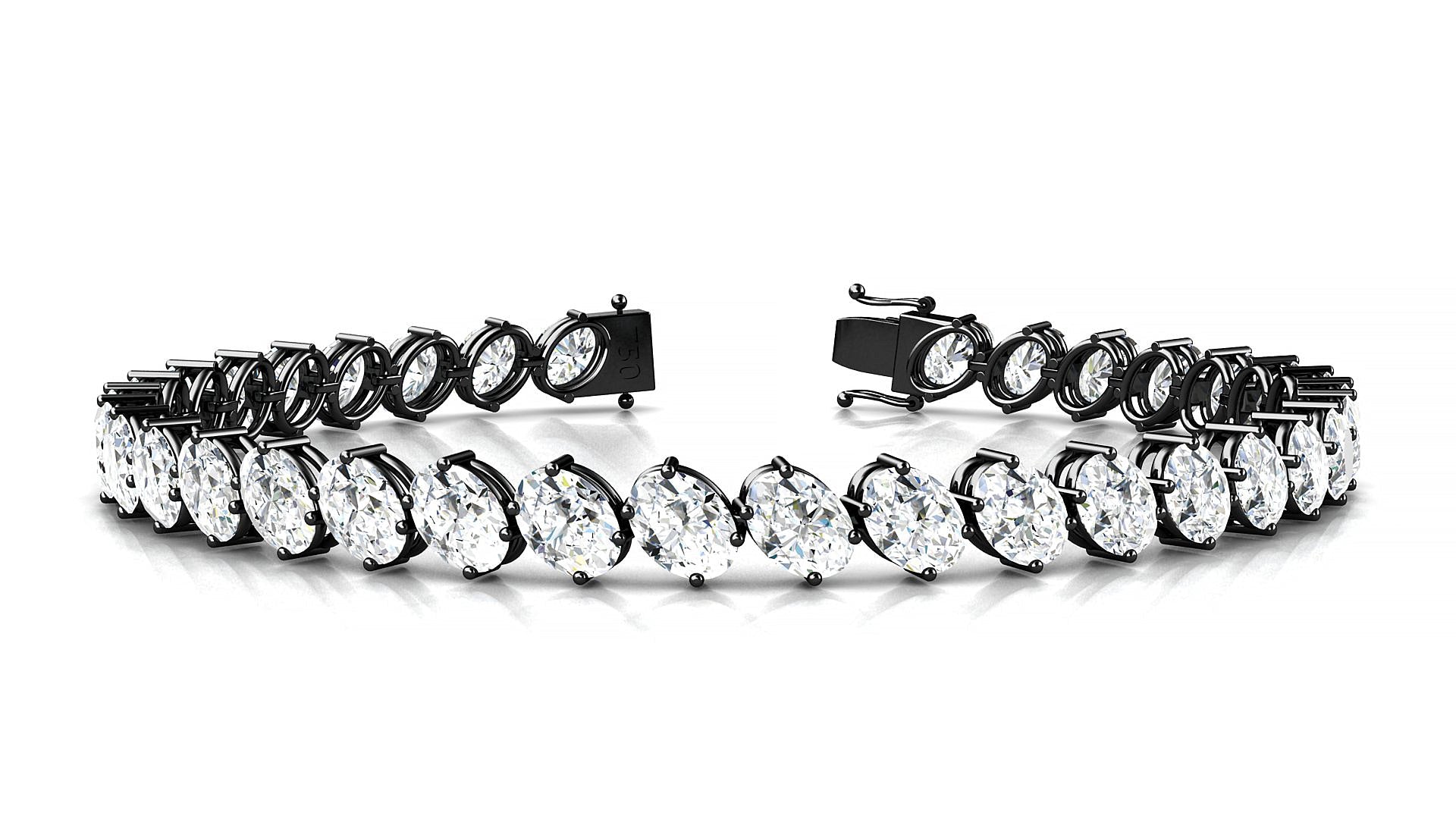 Nîmes | 18k Black Gold 5.5 x 4 mm Oval Natural Diamond Tennis Bracelet