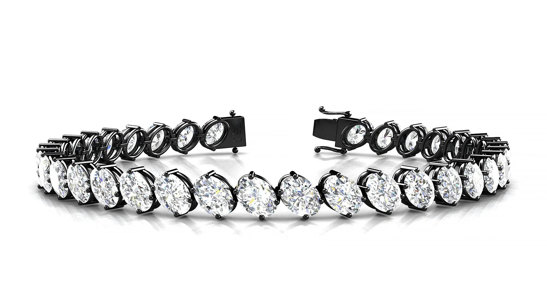 Nîmes | 18k Black Gold 5.5 x 4 mm Oval Lab-Grown Diamond 18 cm Tennis Bracelet