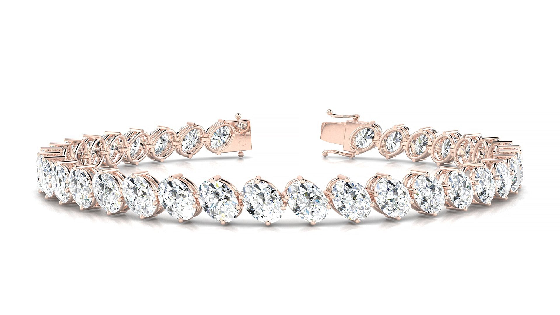 Nîmes | 18k Rose Gold 5.5 x 4 mm Oval Natural Diamond Tennis Bracelet