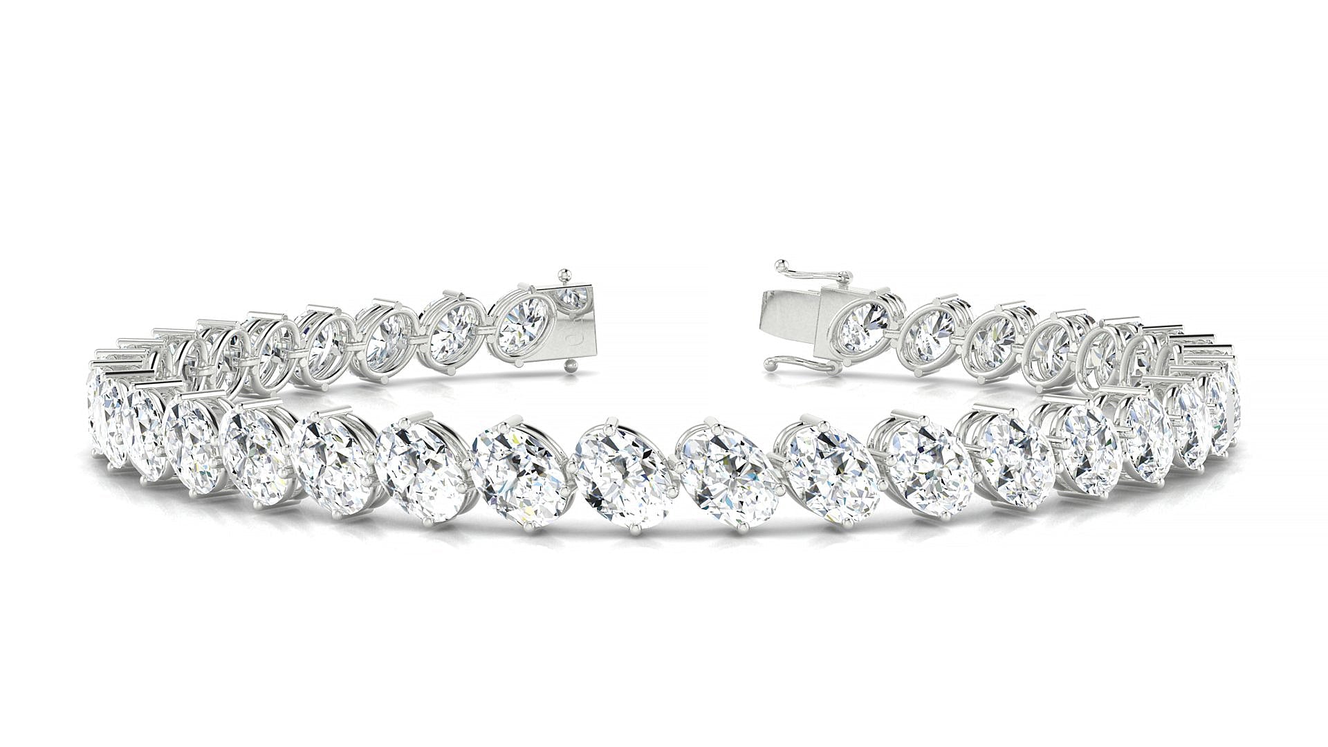 Nîmes | 18k White Gold 5.5 x 4 mm Oval Natural Diamond Tennis Bracelet