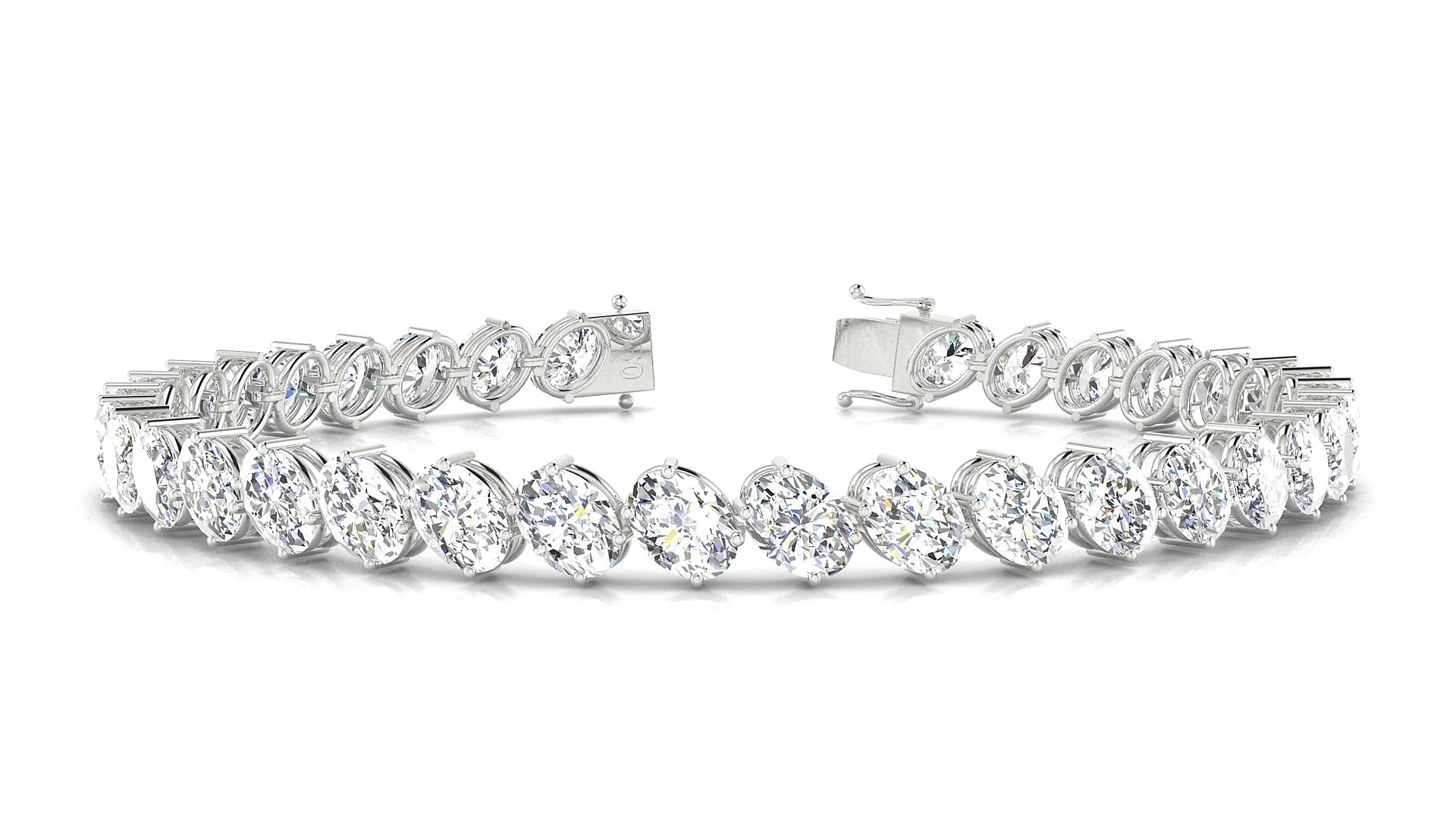 Nîmes | 18k White Gold 5.5 x 4 mm Oval Lab-Grown Diamond 18 cm Tennis Bracelet