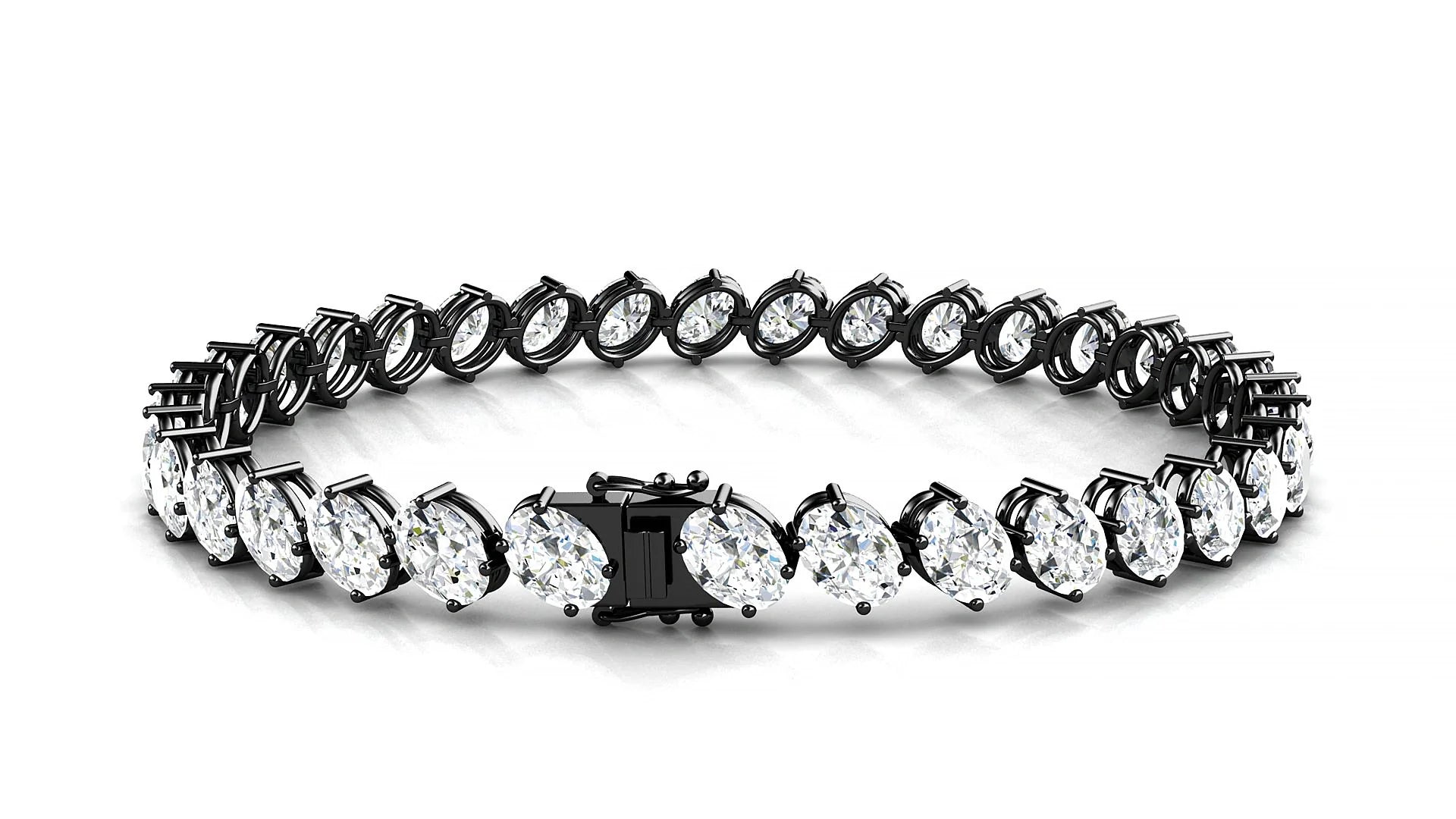 Nîmes | 18k Black Gold 5.5 x 4 mm Oval Lab-Grown Diamond 18 cm Tennis Bracelet