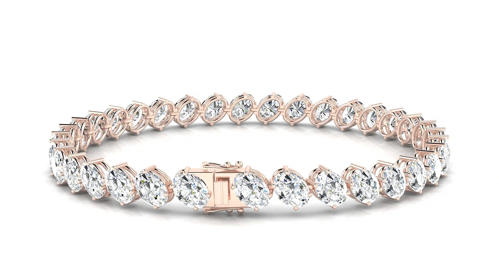 Nîmes | 18k Rose Gold 5.5 x 4 mm Oval Lab-Grown Diamond 18 cm Tennis Bracelet