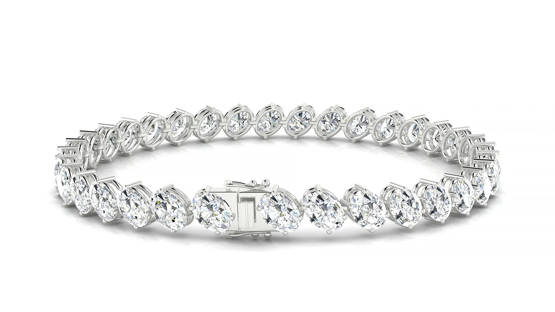 Nîmes | 18k White Gold 5.5 x 4 mm Oval Lab-Grown Diamond 18 cm Tennis Bracelet