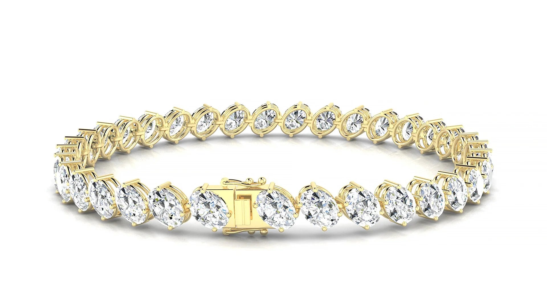 Nîmes | 18k Yellow Gold 5.5 x 4 mm Oval Lab-Grown Diamond 18 cm Tennis Bracelet