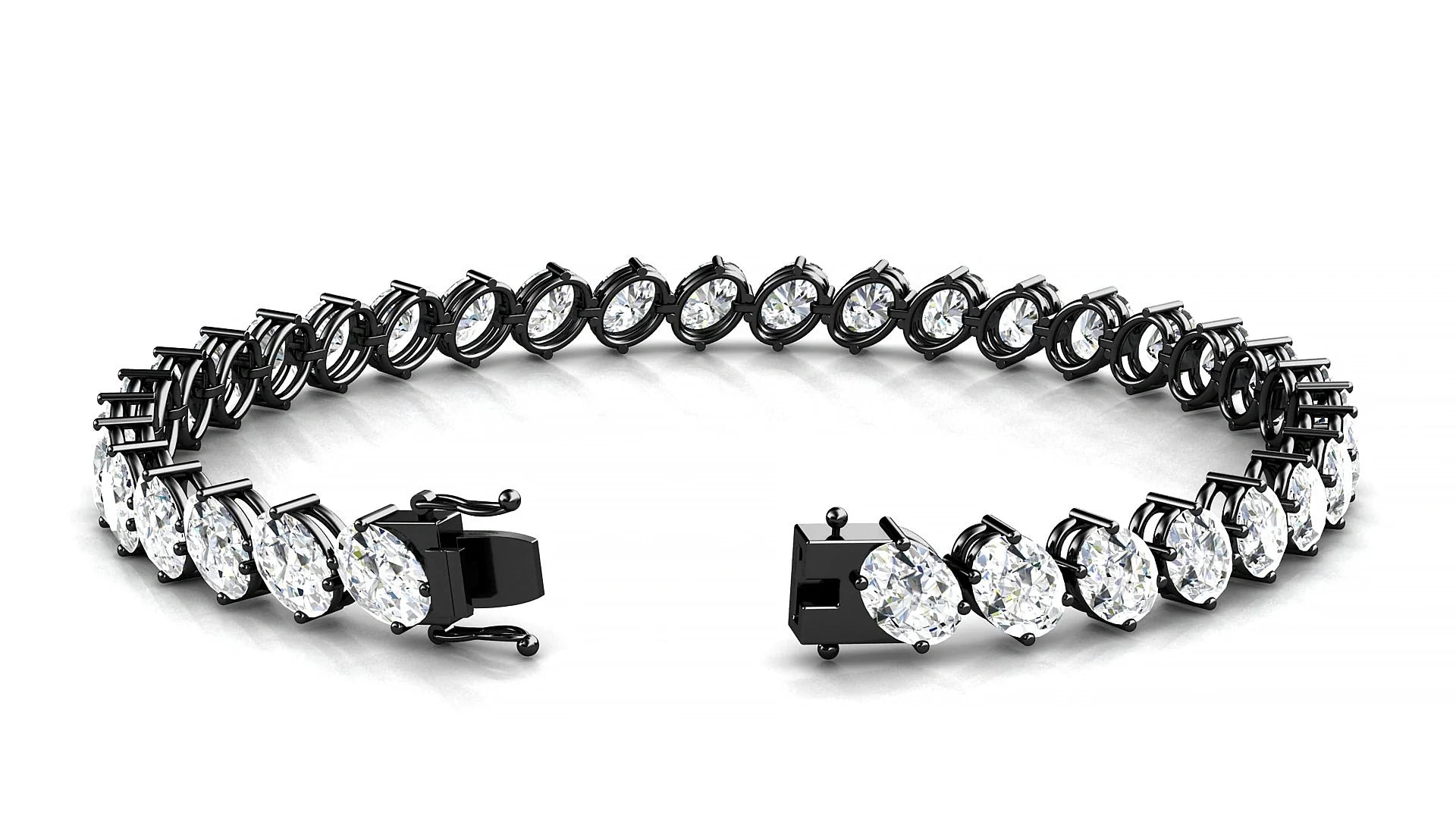 Nîmes | 18k Black Gold 5.5 x 4 mm Oval Lab-Grown Diamond 18 cm Tennis Bracelet