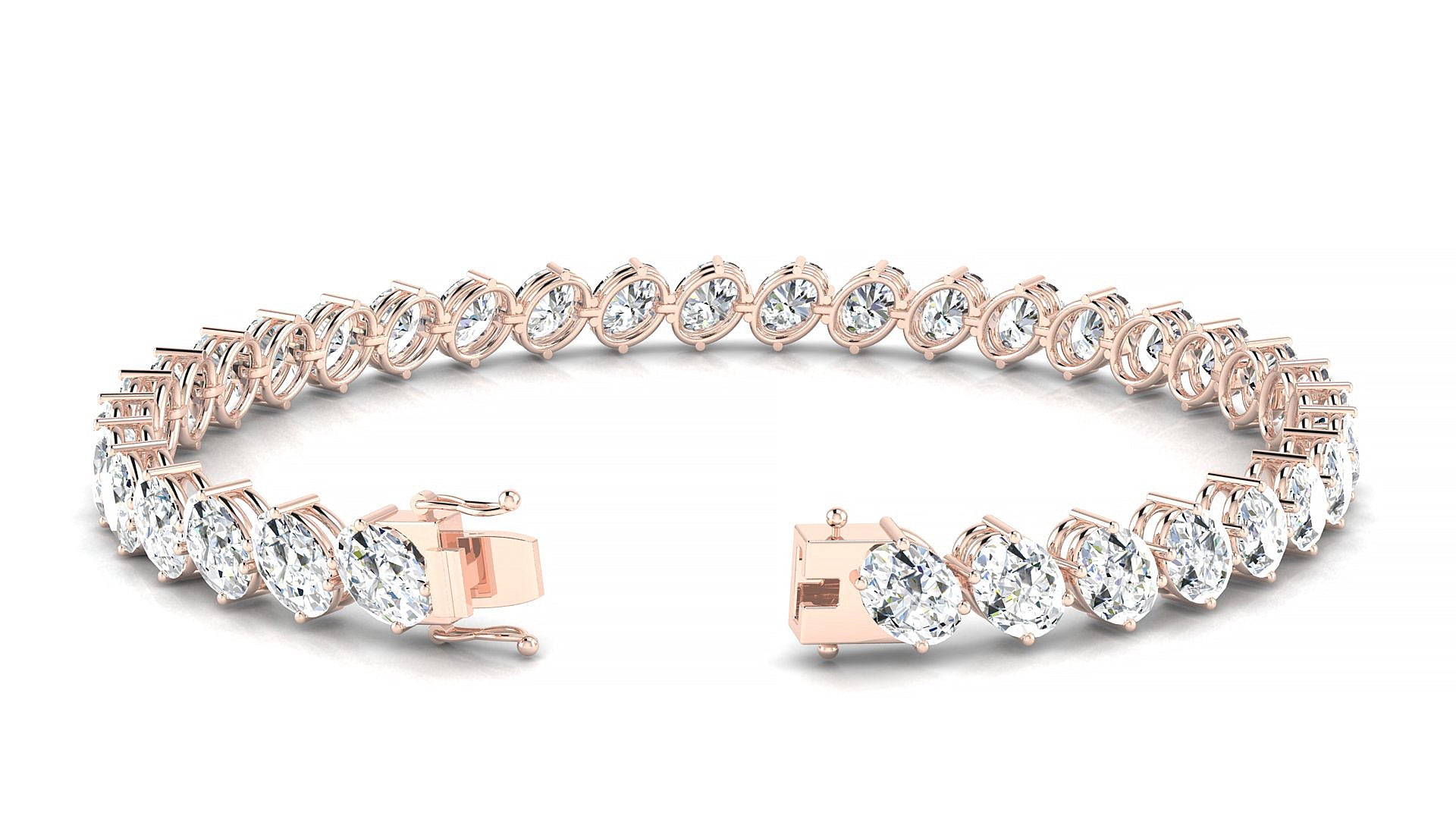 Nîmes | 18k Rose Gold 5.5 x 4 mm Oval Natural Diamond Tennis Bracelet