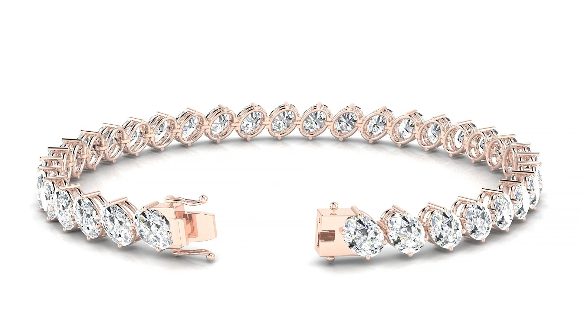 Nîmes | 18k Rose Gold 5.5 x 4 mm Oval Lab-Grown Diamond 18 cm Tennis Bracelet